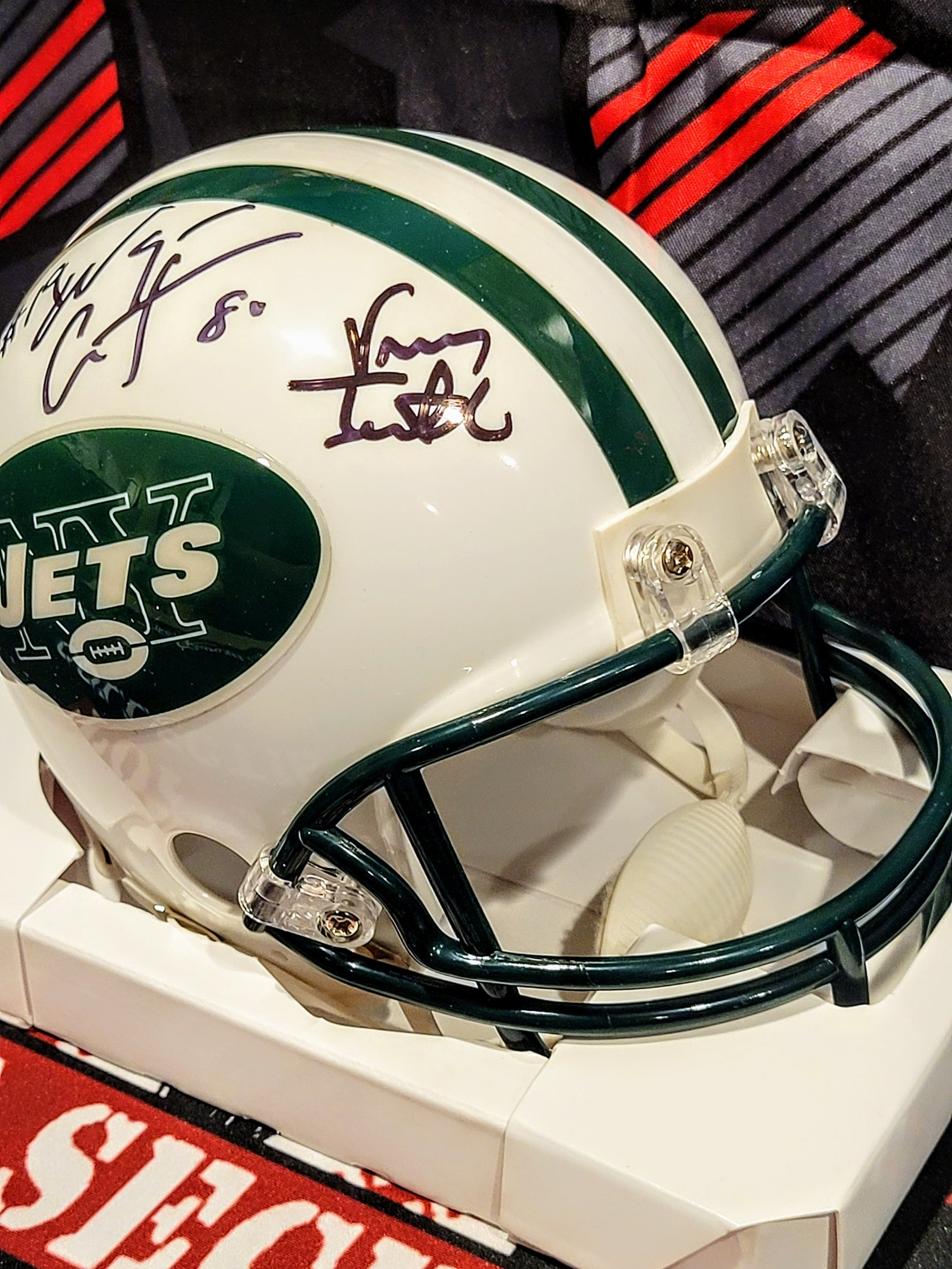 Vinny Testaverde/Wayne Chrebet/ Keyshawn Johnson Jets Triplets Mini Helmet image 3