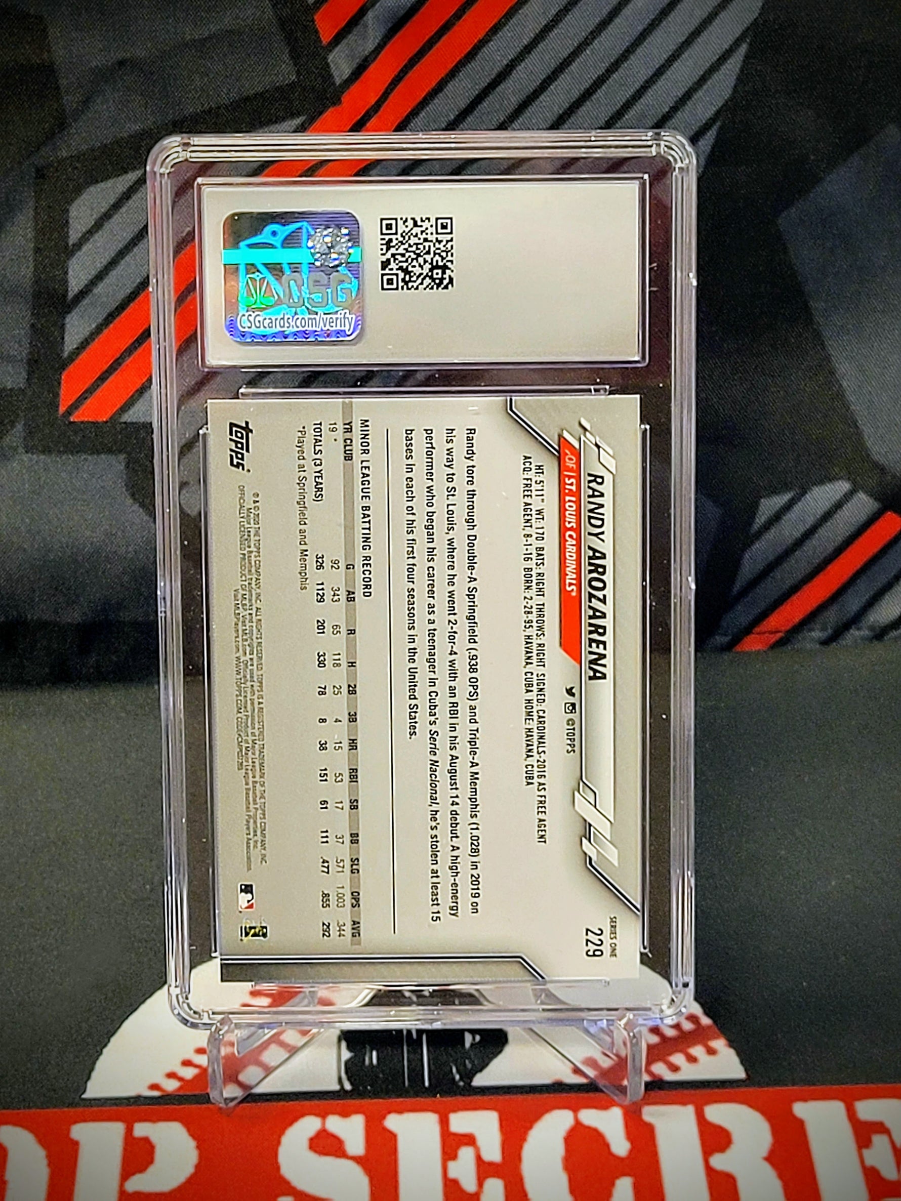 Randy Arozarena Cardinals Rays RC 2020 Topps Gold Stars Graded - CSG 9.5 image 1