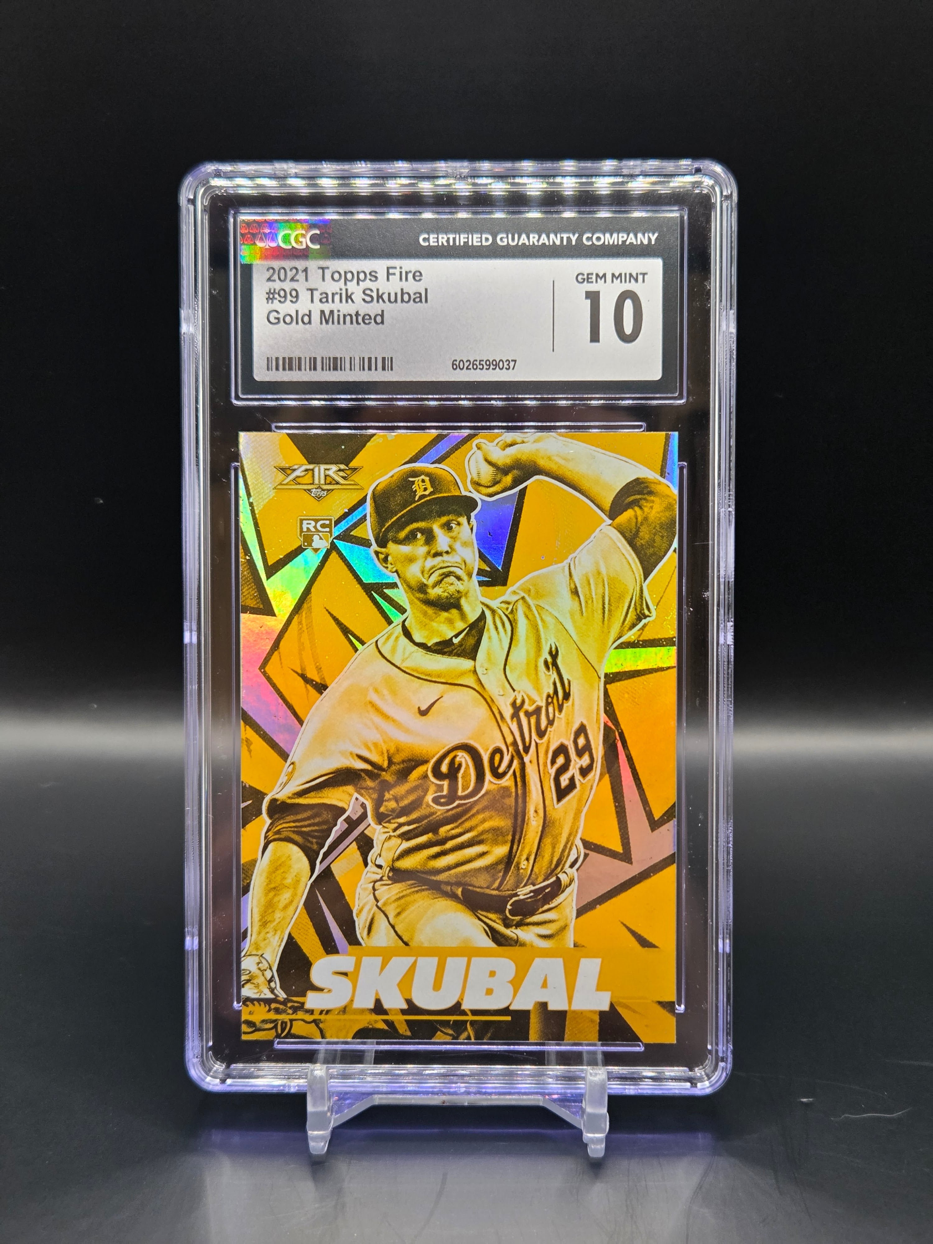 Tarik Skubal Tigers 2021 Topps Fire Gold Minted #99 - Graded 10 image 0