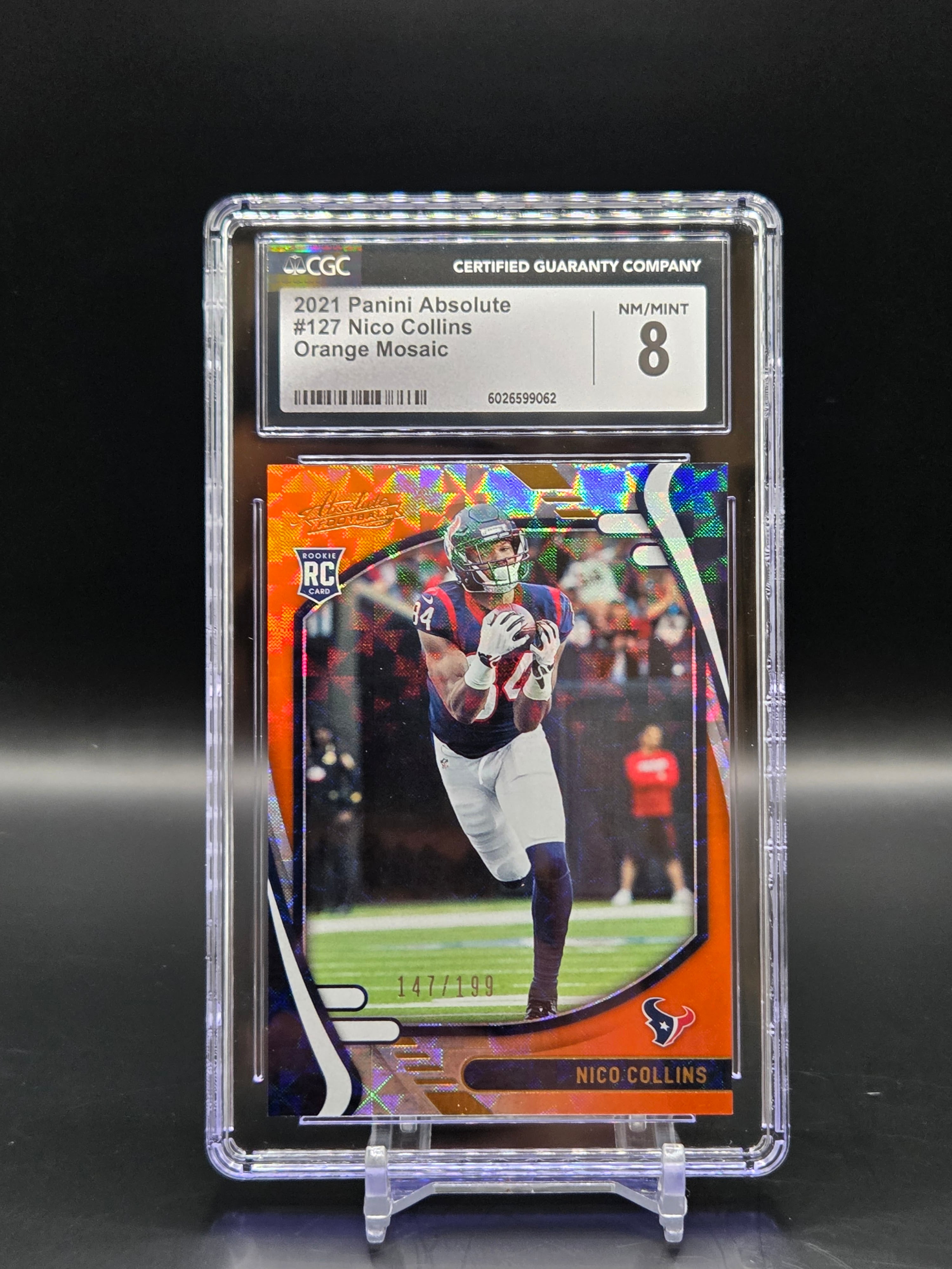 Nico Collins RC Texans 2021 Absolute #127 Orange /199 - Graded CGC 8 image 0