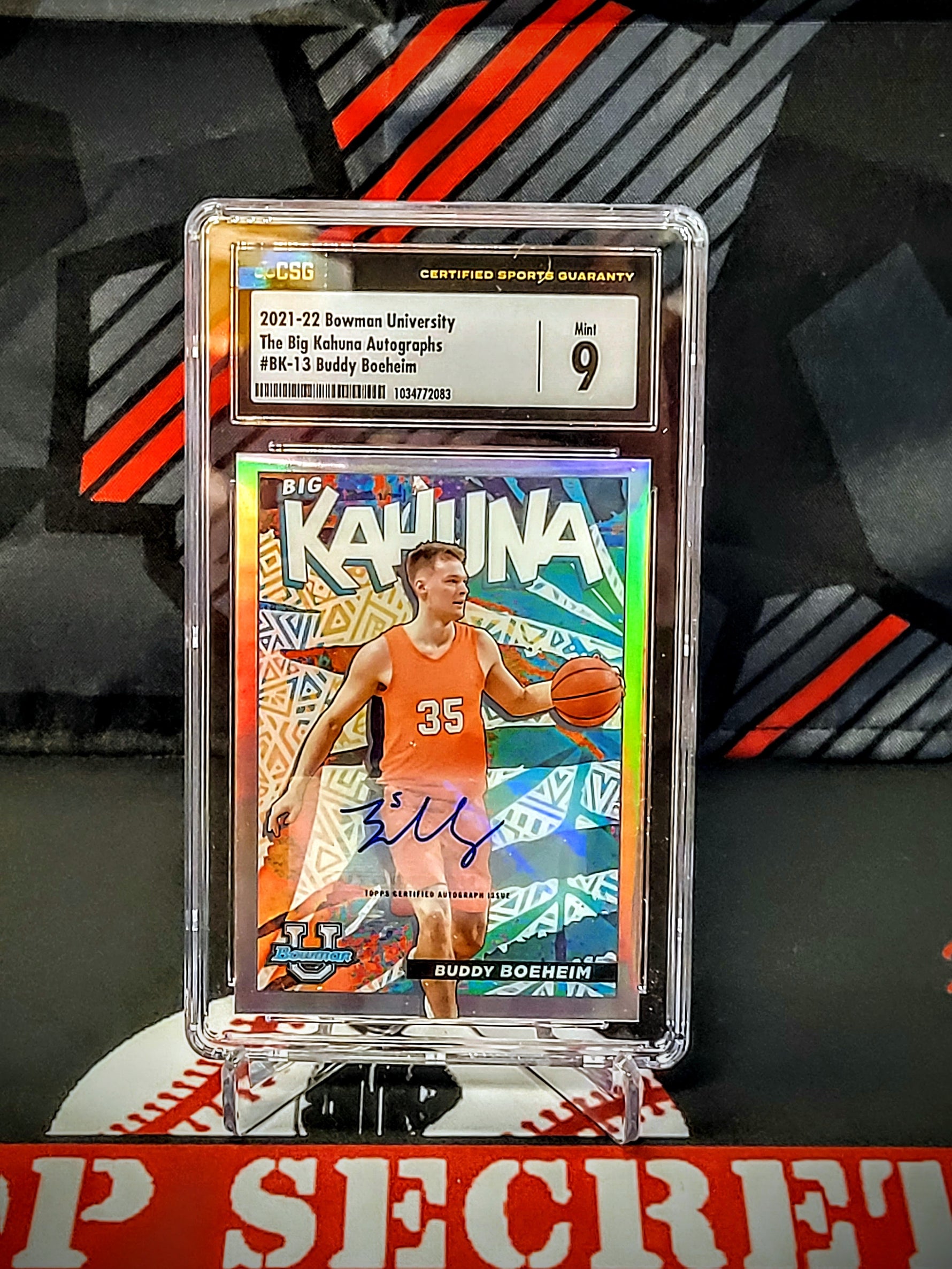Buddy Boeheim Orange 2021-22 Bowman U Chrome BK-13 AUTO /150 Graded - CSG 9 image 0