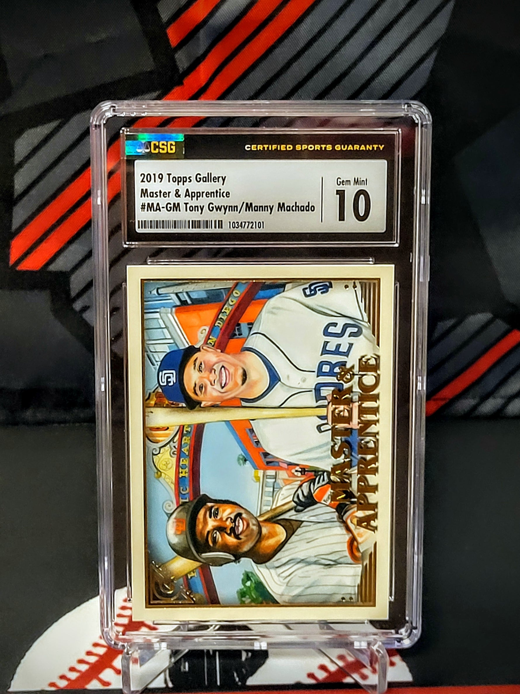 Tony Gwynn/Manny Machado Padres 2019 Topps Gallery Graded - CSG image 0