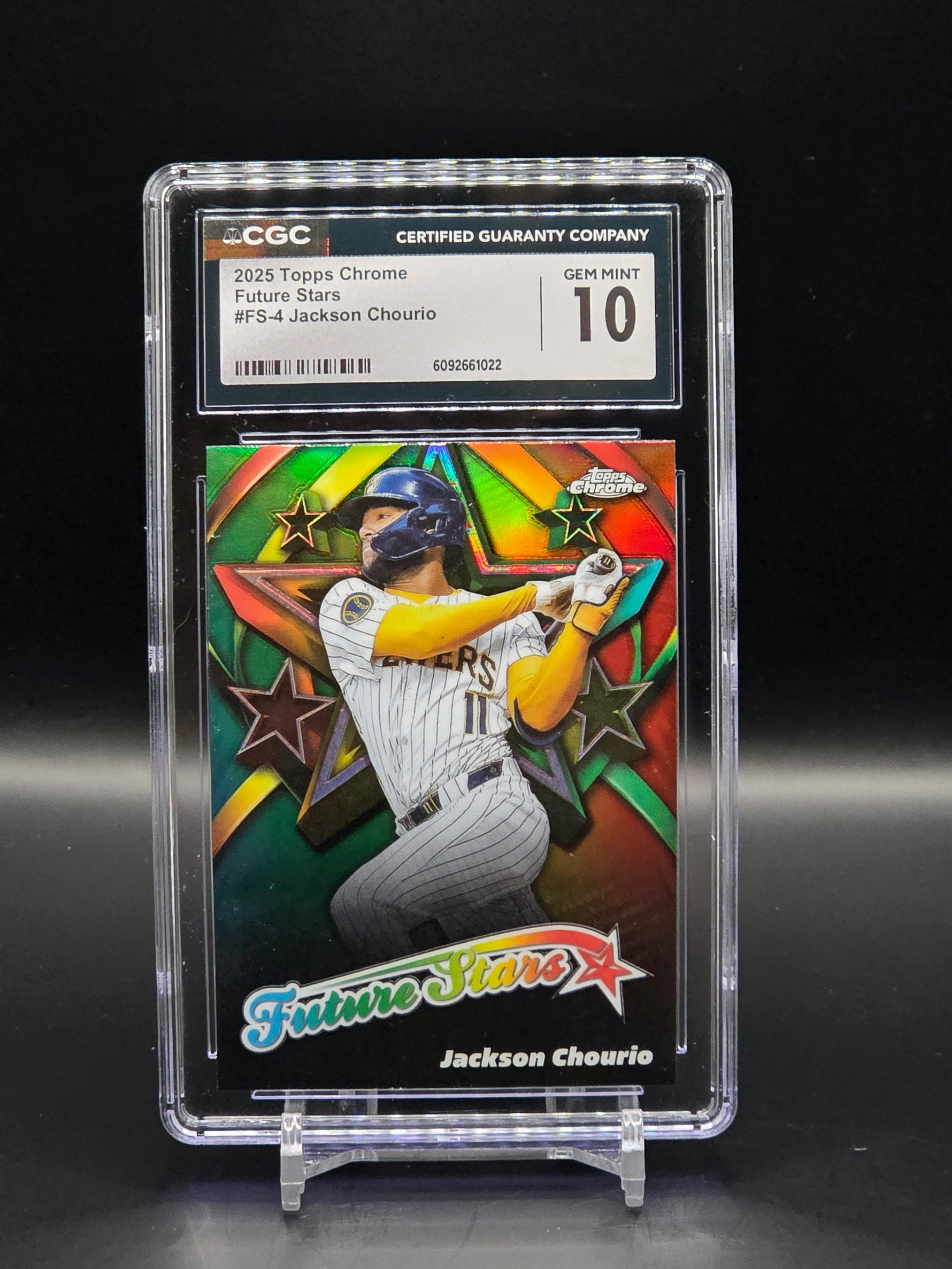Jackson Chourio 2025 Topps Chrome Future Stars RC #FS-4 - MIL Brewers: CGC 10 image 0