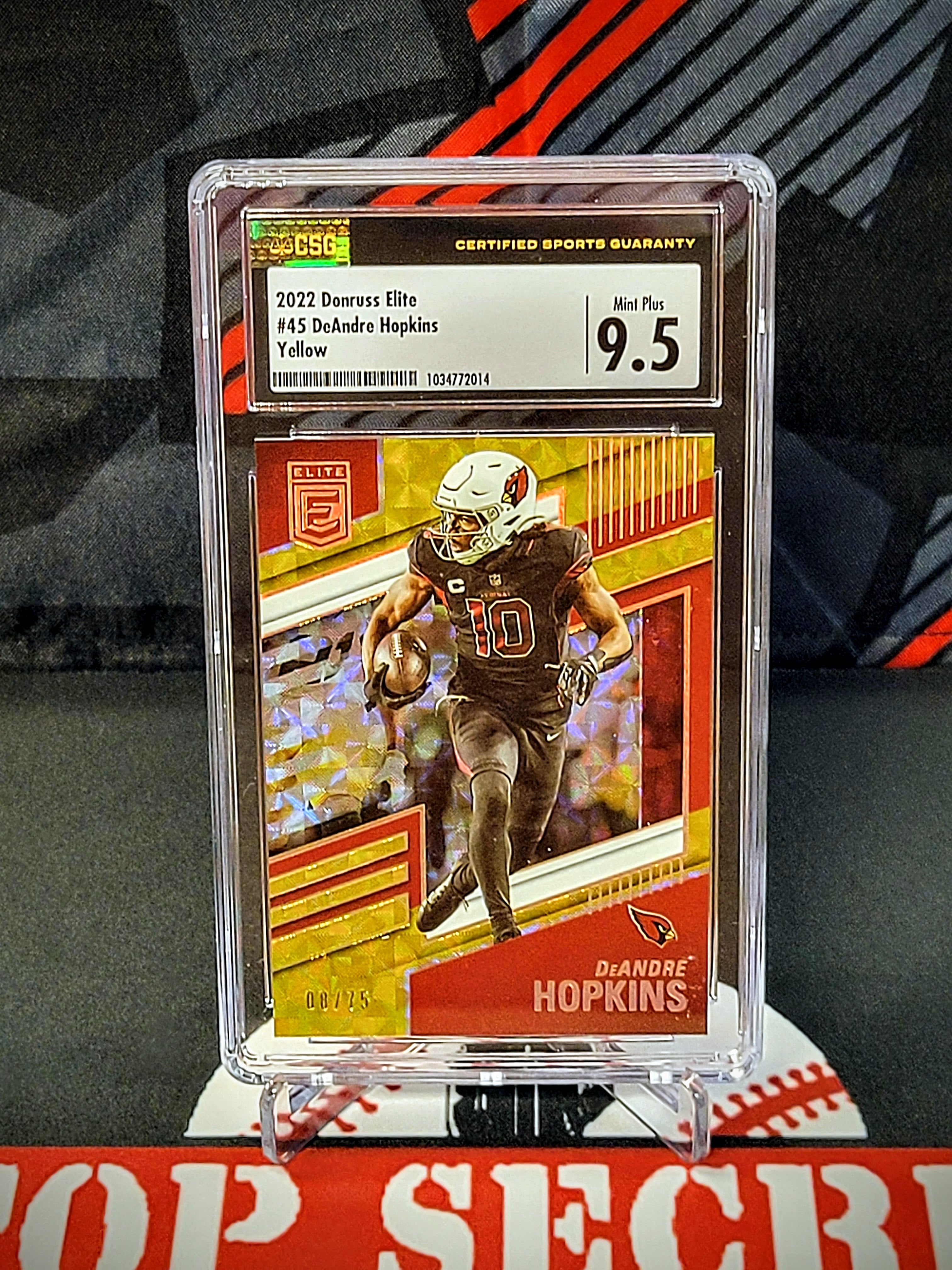 DeAndre Hopkins Cardinals Donruss Elite #45 Yellow /75 Graded - CSG 9.5 image 0