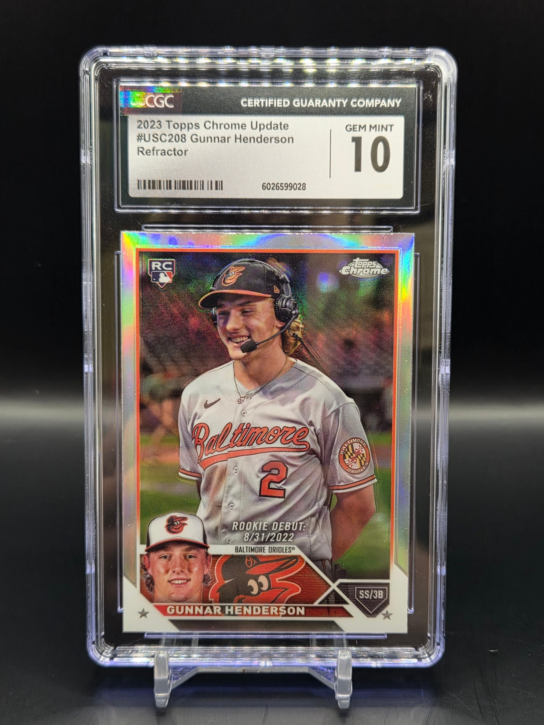 Gunnar Henderson RC Topps Chrome #USC208 Refractor Orioles - Graded CGC 10 image 0