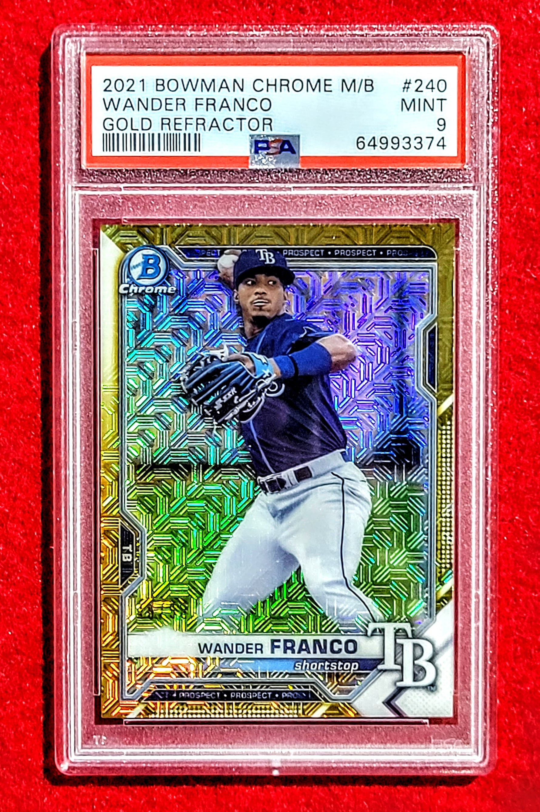 Wander Franco Rays - Bowman Chrome #240 Gold Refractor Rookie Card /50 - PSA 9 image 0