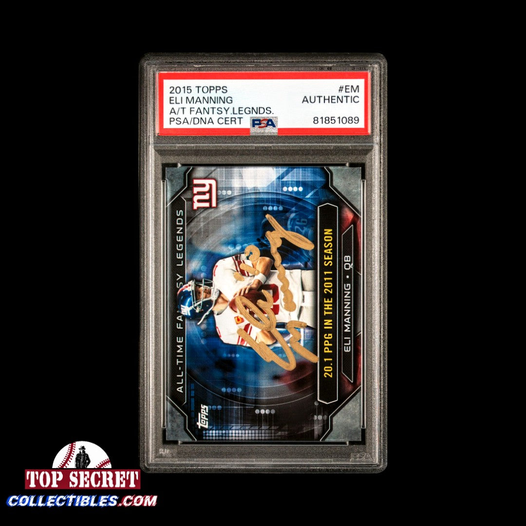 2015 Topps Eli Manning #EM Fantasy Legends Giants AUTO - PSA image 0
