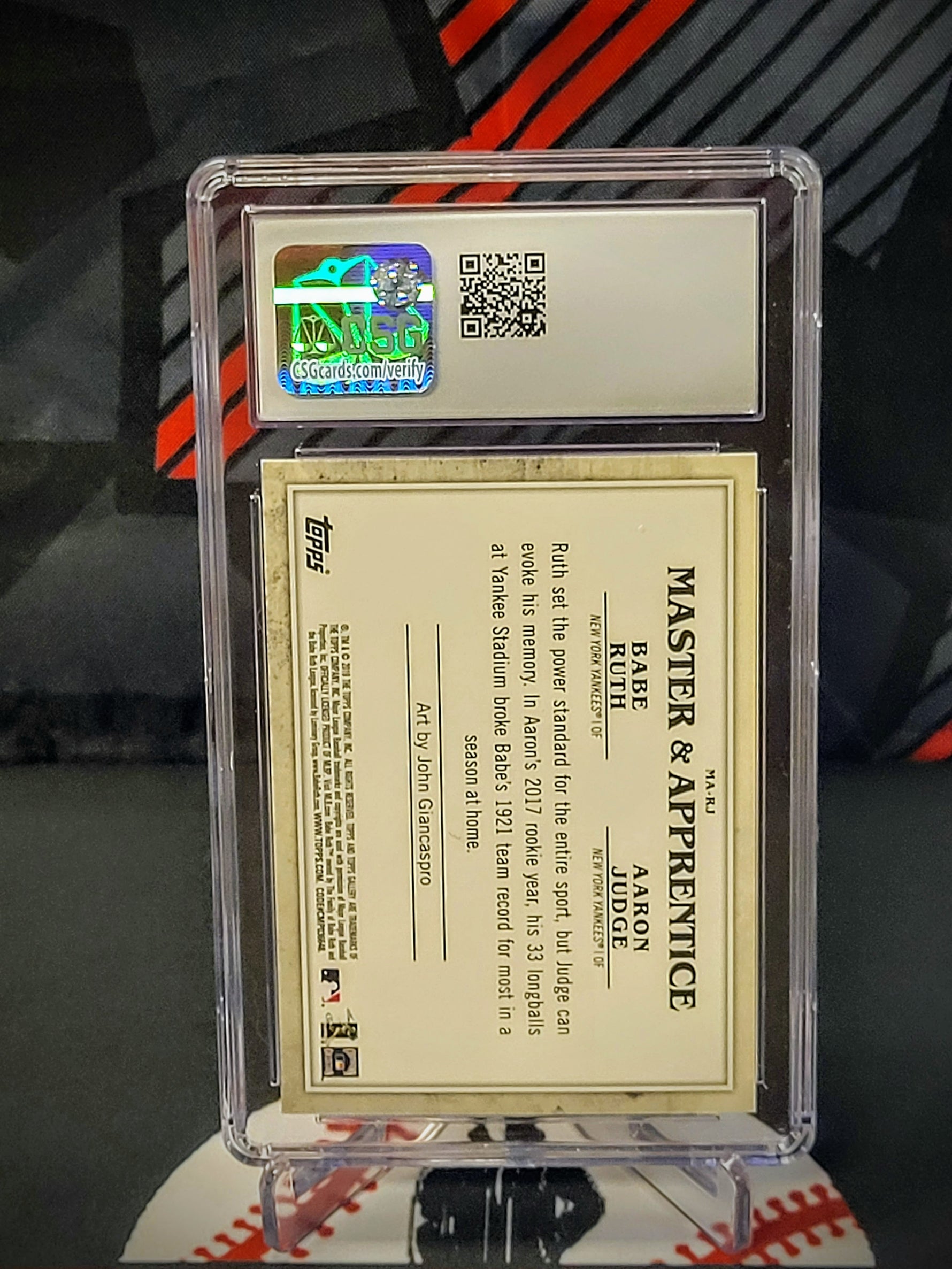 Aaron Judge/Babe Ruth Yankees 2019 Topps Gallery Graded - CSG image 2