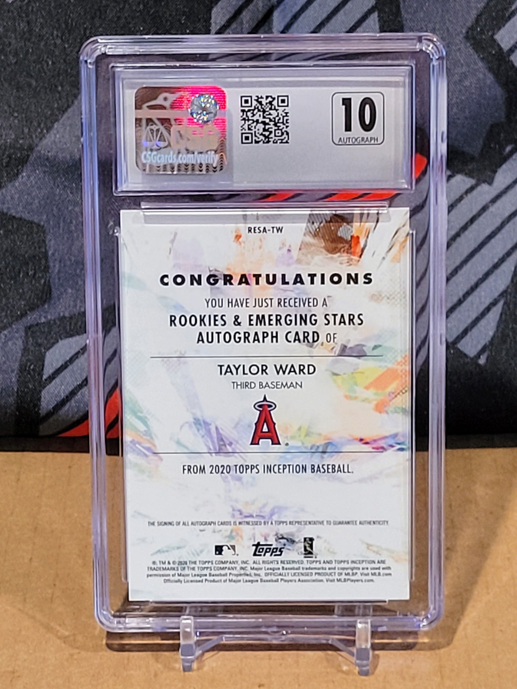 Taylor Ward Angels - Topps Inception Autographed Rookie Card Orange/50 - CSG 9.5 image 1
