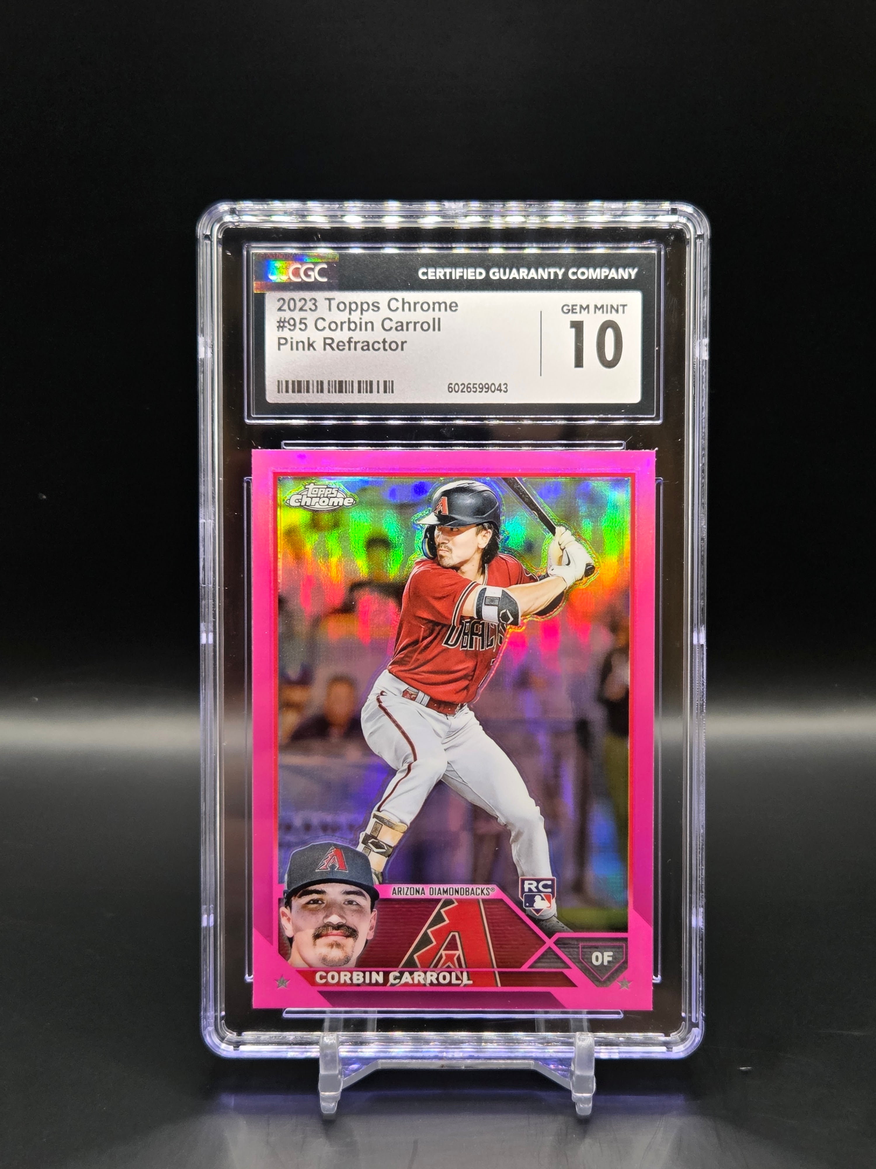 Corbin Carroll AZ Diamondbacks 2023 Topps Chrome Pink Refractor #95 - Graded 10 image 0