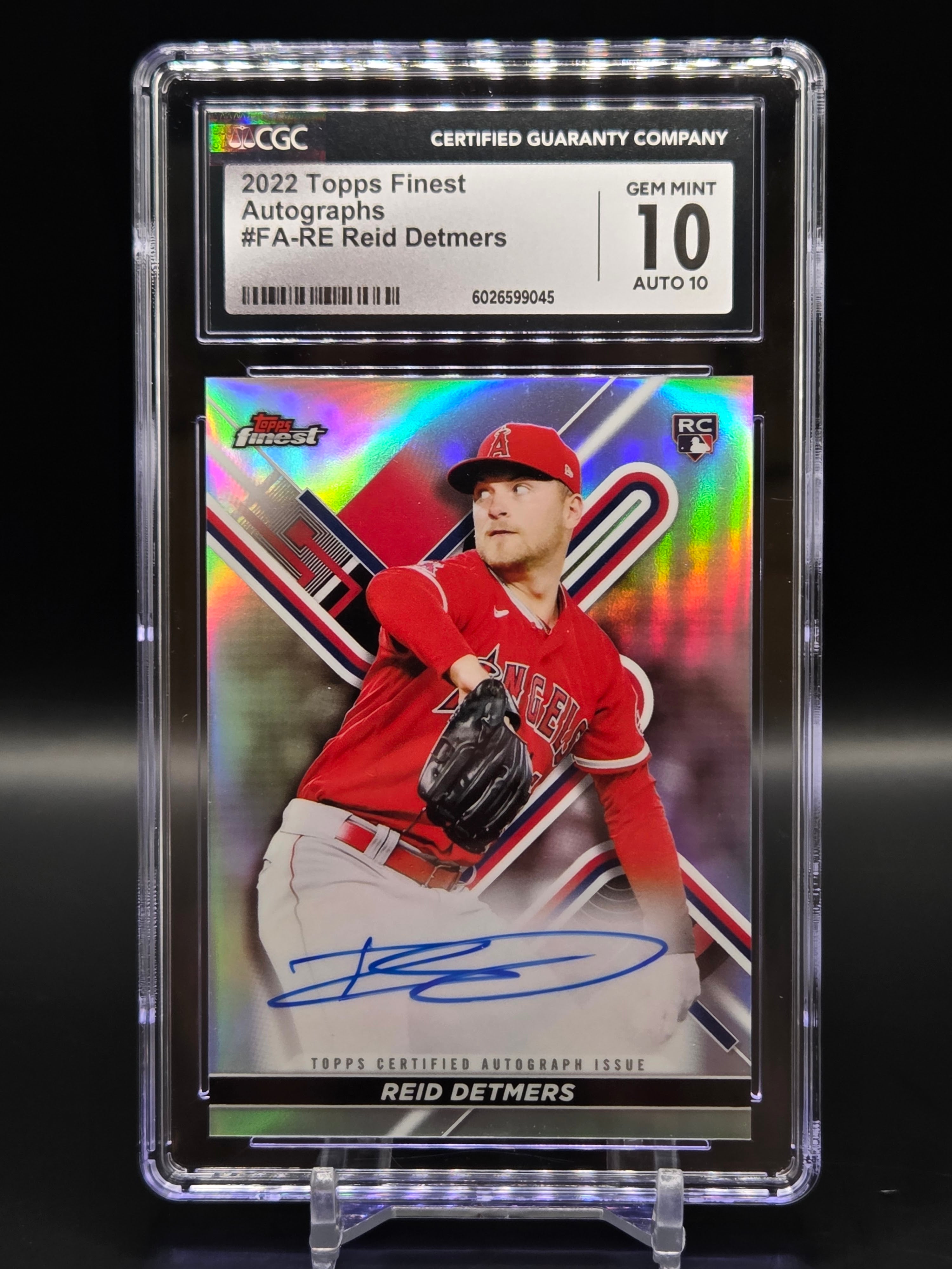 Reid Detmers Topps Finest AUTO 2022 #FA-RE LA Angels RC - Graded CGC10 image 0
