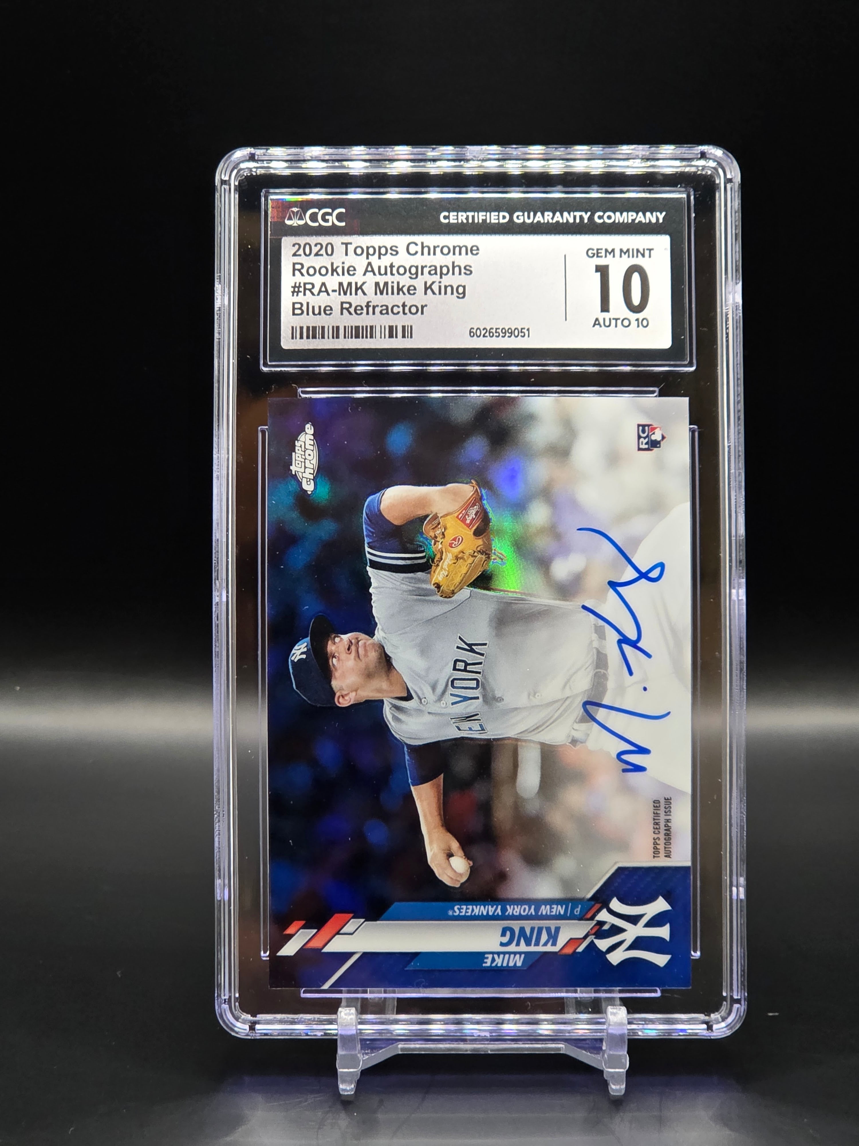Mike King Yankees/Padres 2020 Topps Chrome RC Auto #RA-MK Blue /150 - Graded 10 image 0