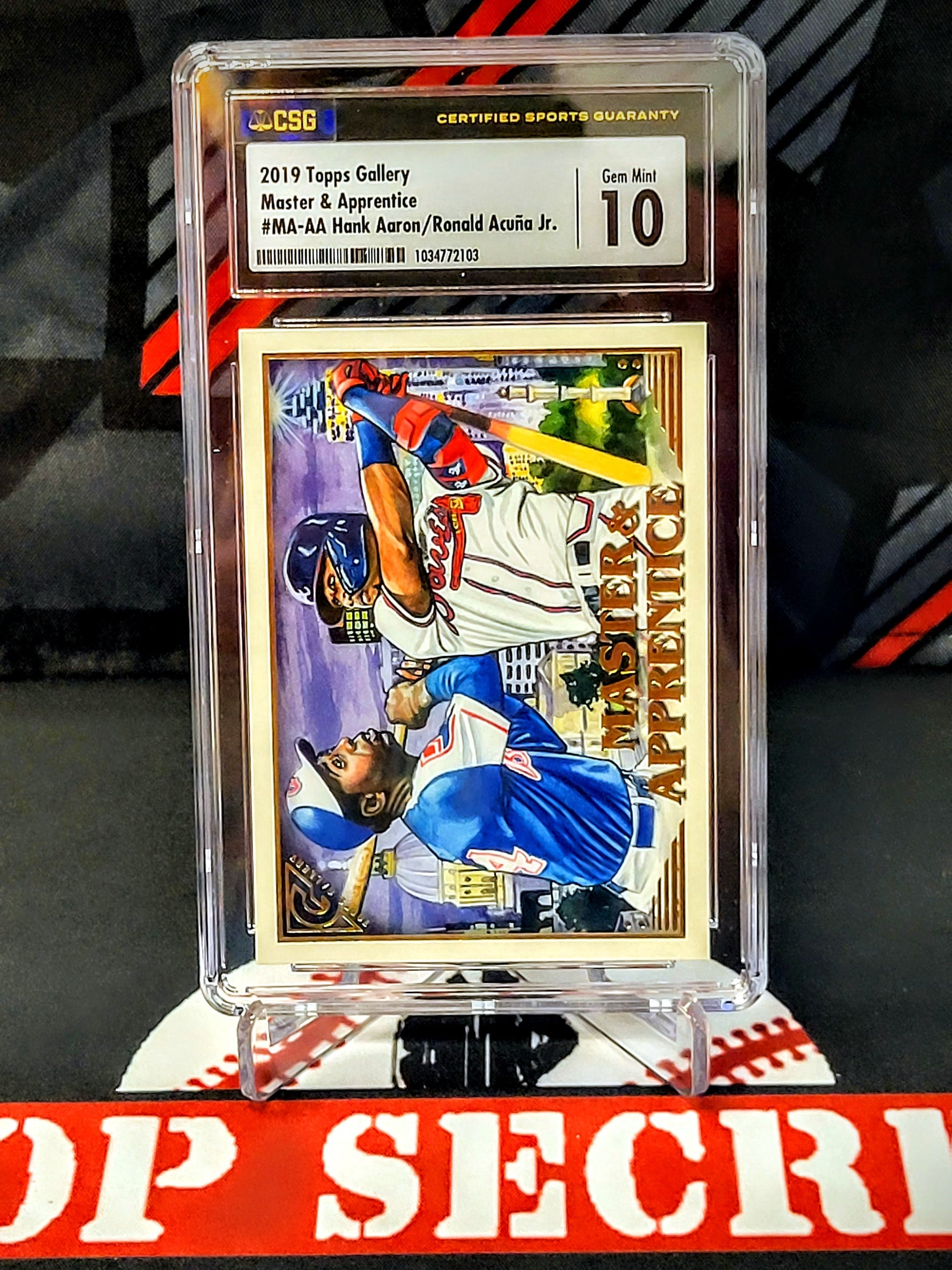 Hank Aaron/ Ronald Acuna Jr. Braves 2019 Topps Gallery Graded - CSG 10 image 0