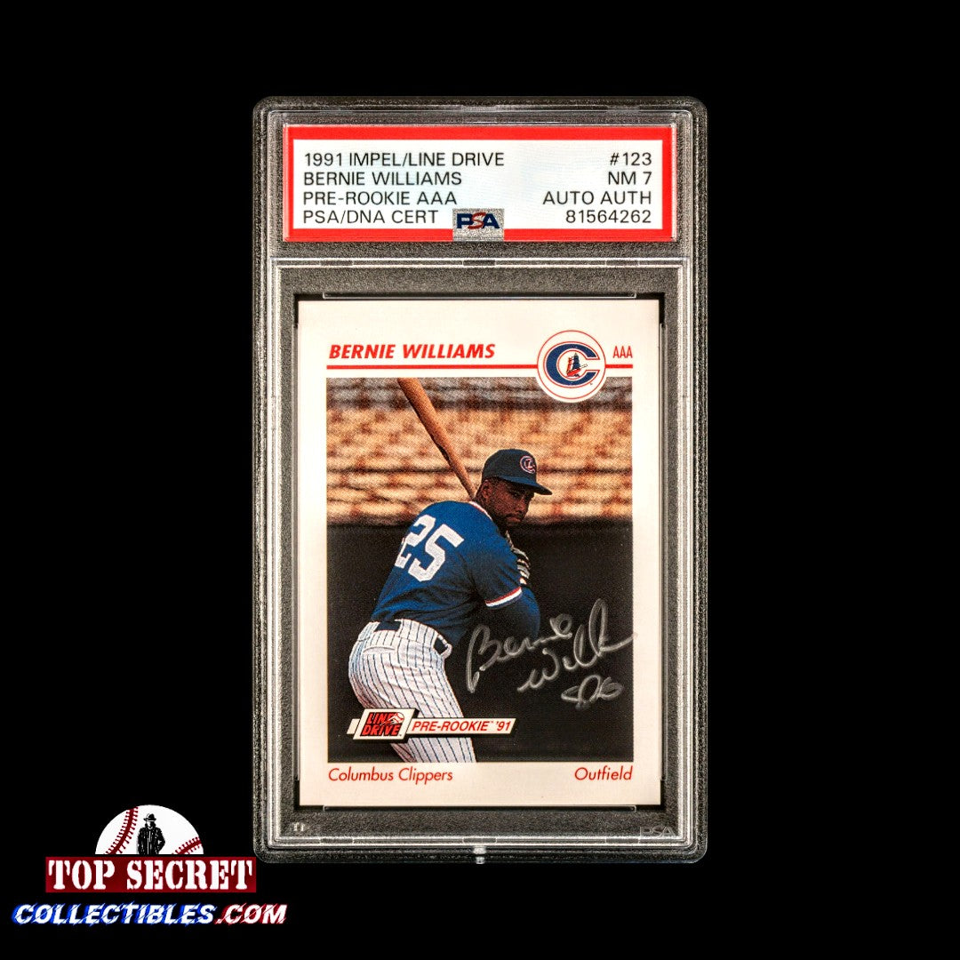 1991 Impel Bernie Williams Yankees Clippers Pre-Rookie #123 AUTO - PSA image 0