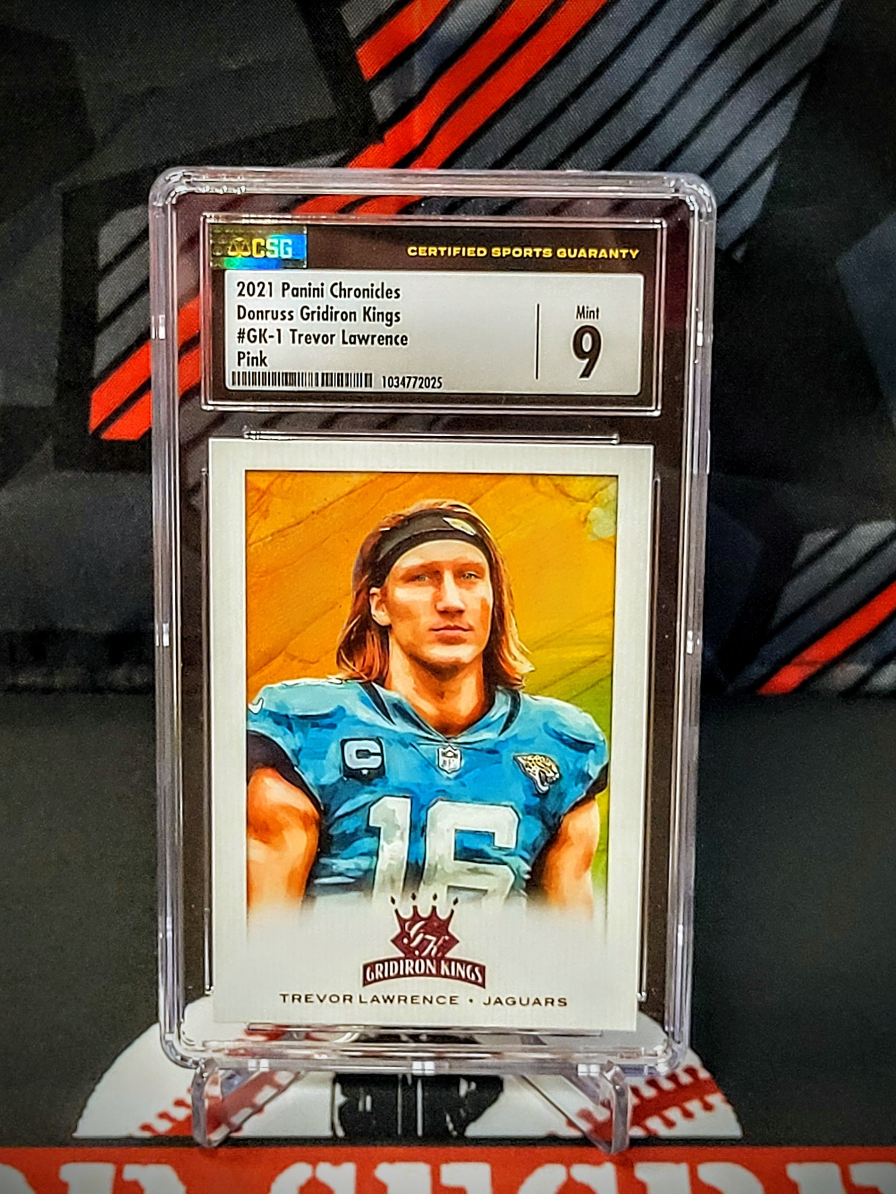 Trevor Lawrence Jaguars #GK-1 Rookie GridIron Kings Pink Graded - CSG 9 image 0