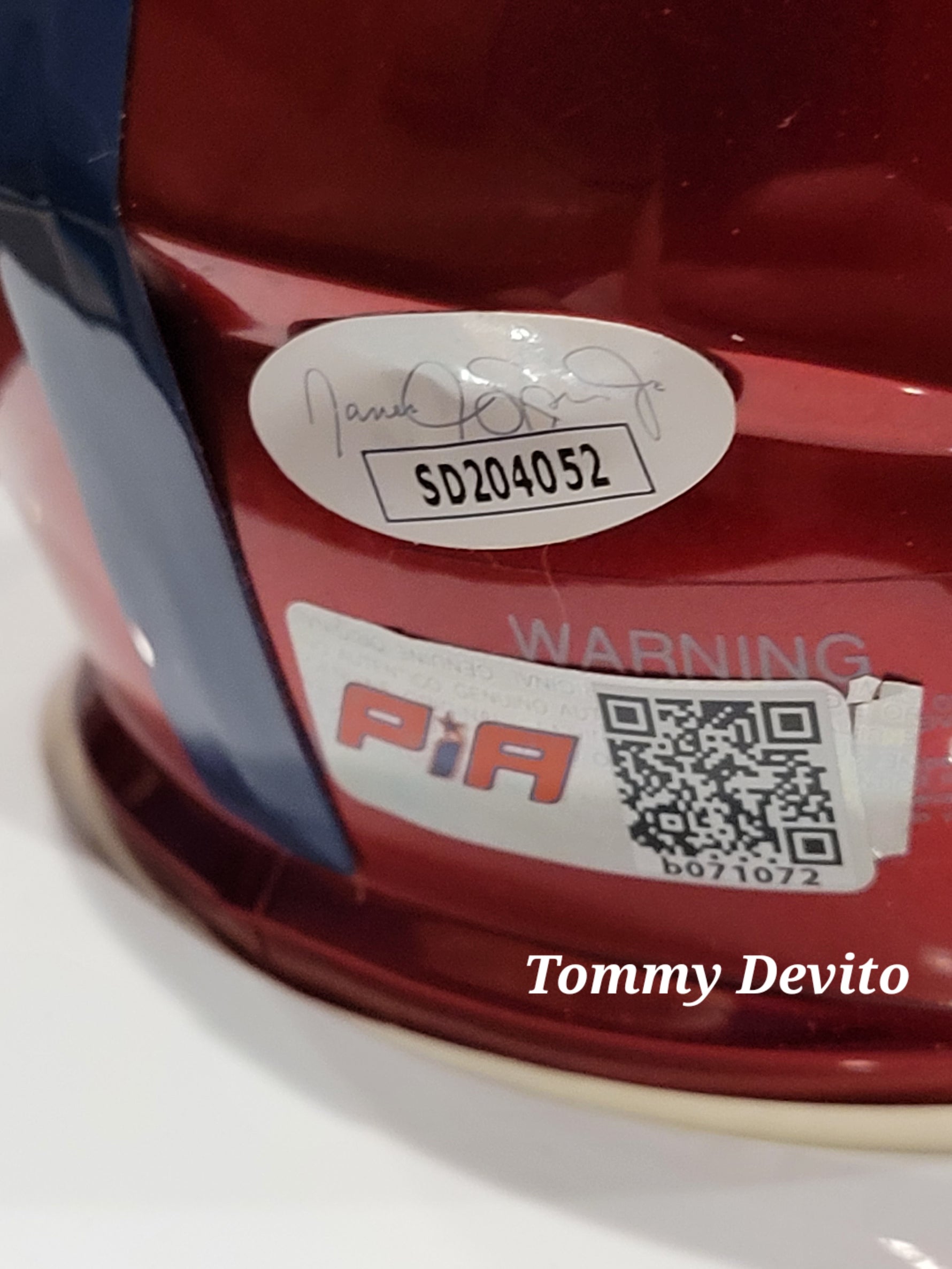Tommy DeVito Signed/AUTO Giants Flash Mini Helmet with inscription - JSA COA image 2