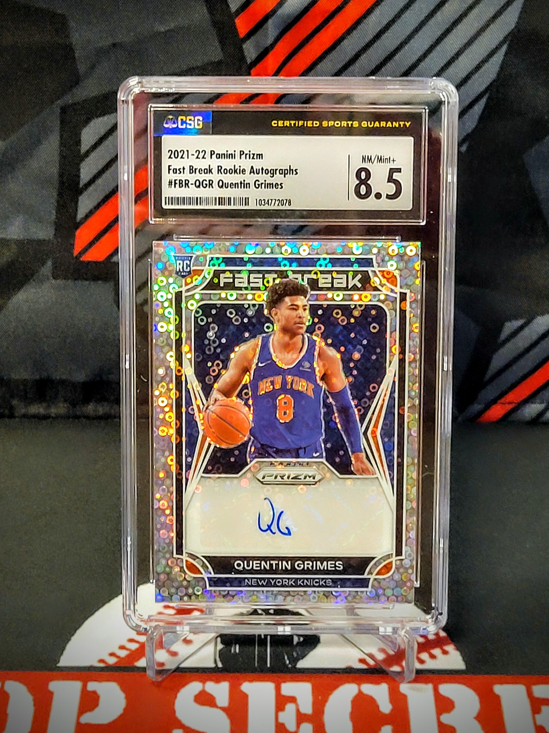 Quentin Grimes Knicks 2021-22 Prizm Fast Break AUTO Graded - CSG 8.5/10 image 0