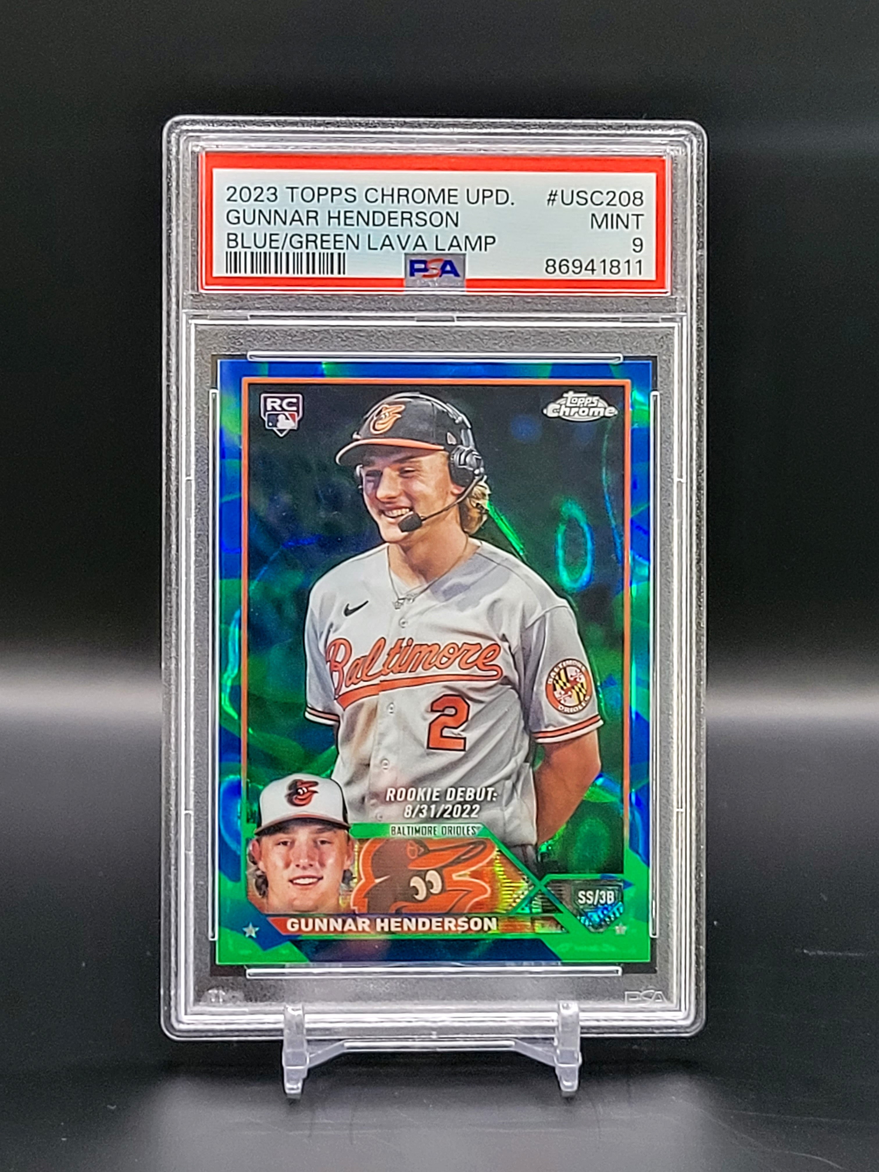 Gunnar Henderson RC Topps Chrome #USC208 Blue/Green Lava Lamp /125 Orioles PSA 9 image 0
