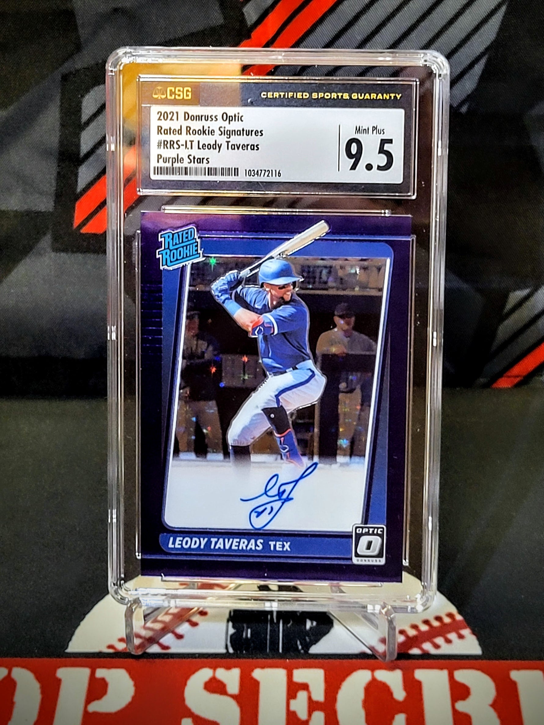 Leody Taveras Rangers 2021 Rated Rookie Purple Stars /99 AUTO Graded - CSG 9.5 image 0