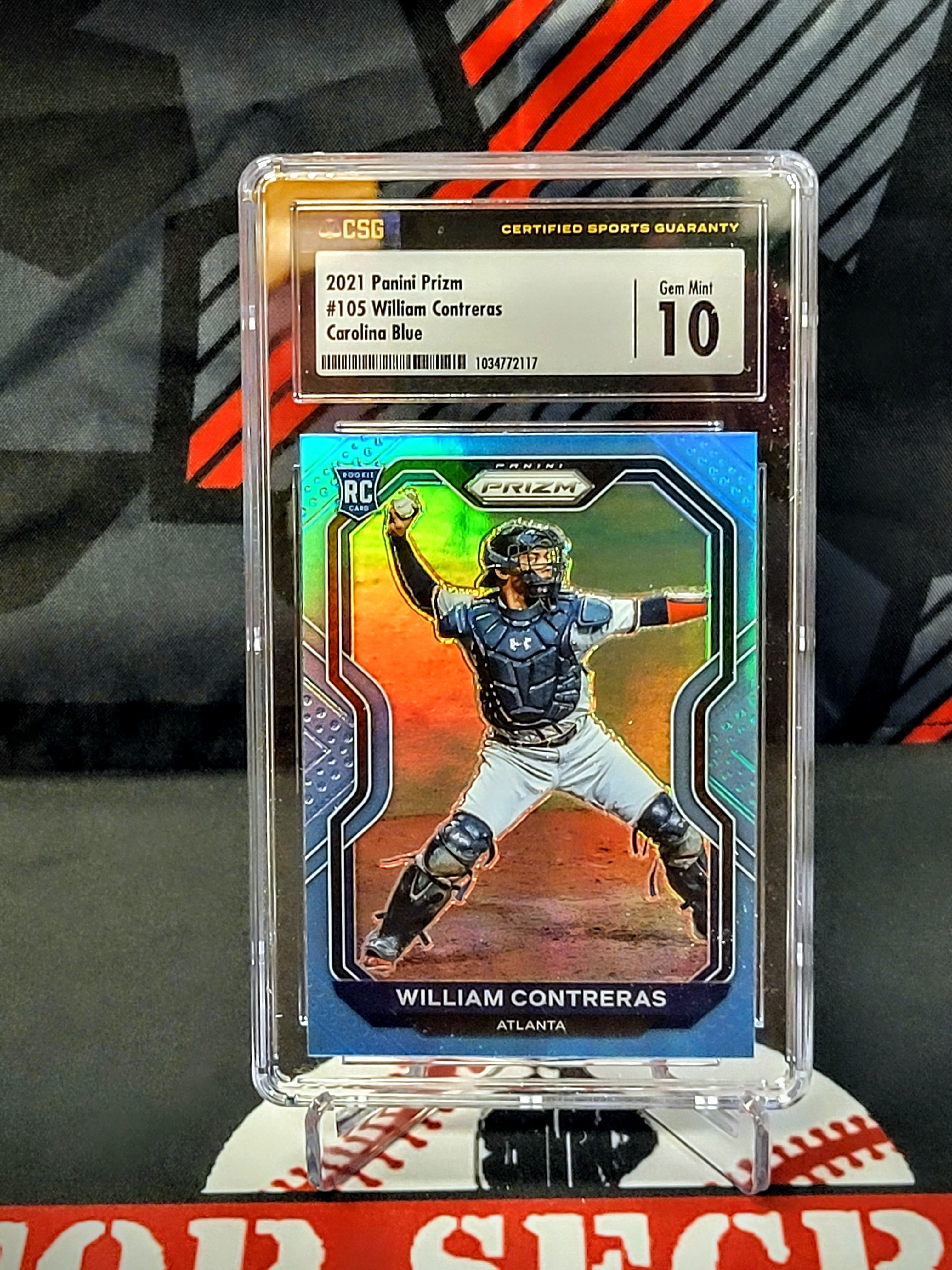 William Contreras Braves 2021 Prizm Carolina Blue Rookie Graded - CSG 10 image 0