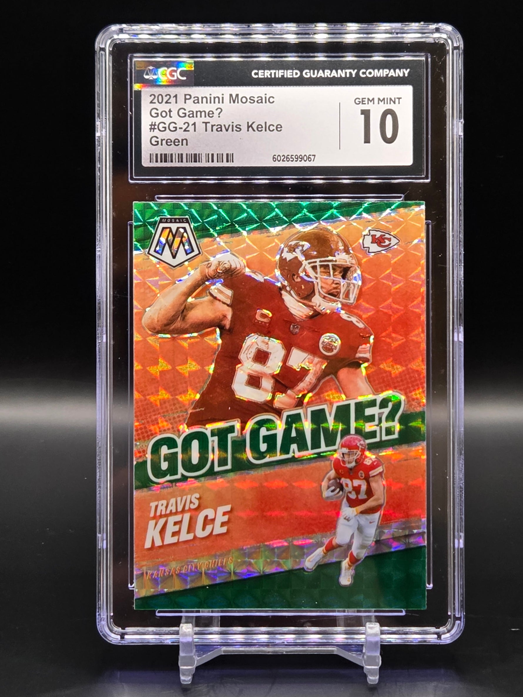 Travis Kelce Chiefs 2021 Mosaic Green Got Game? #GG-21 - Graded CGC 10 image 0