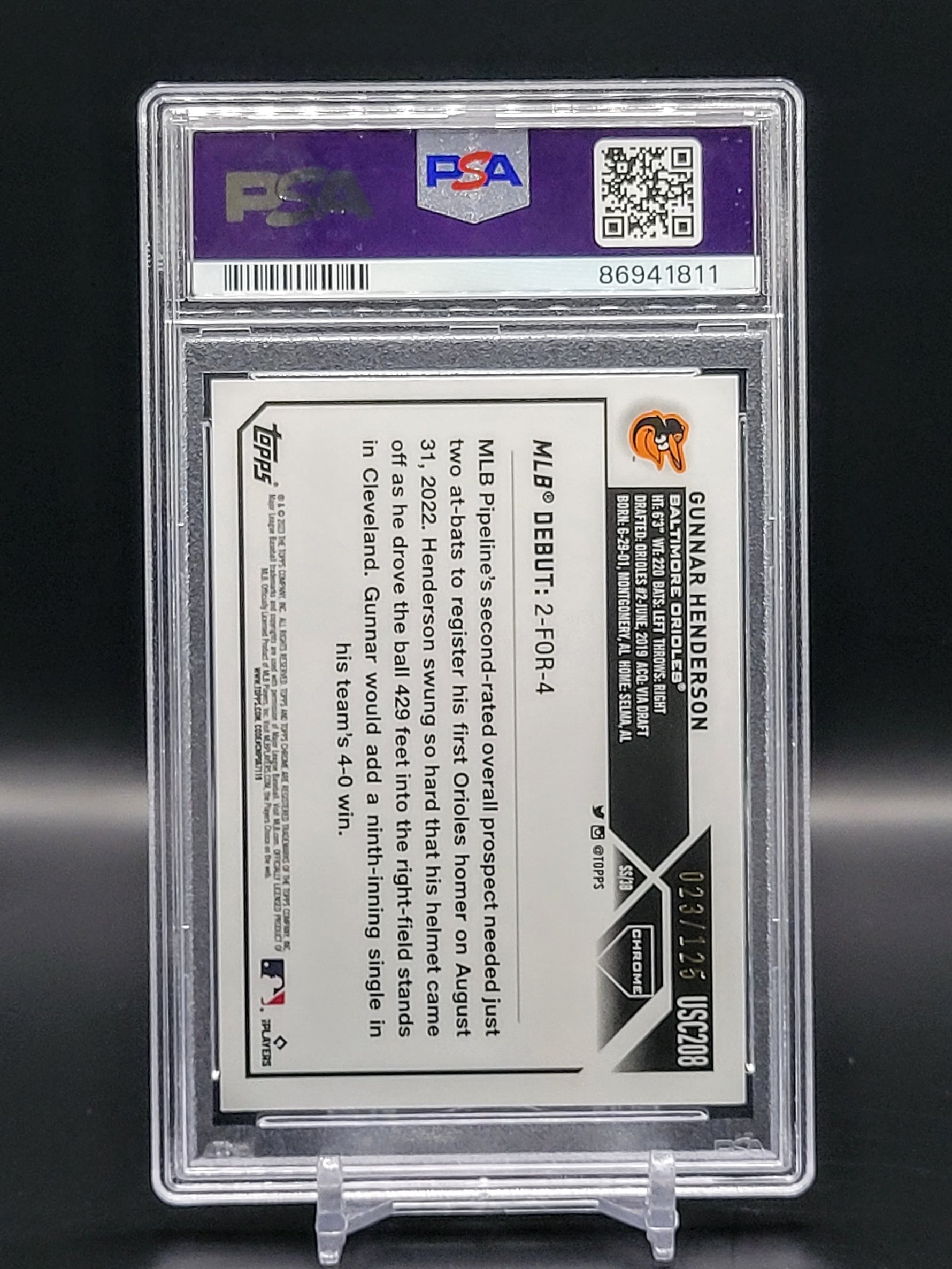Gunnar Henderson RC Topps Chrome #USC208 Blue/Green Lava Lamp /125 Orioles PSA 9 image 1