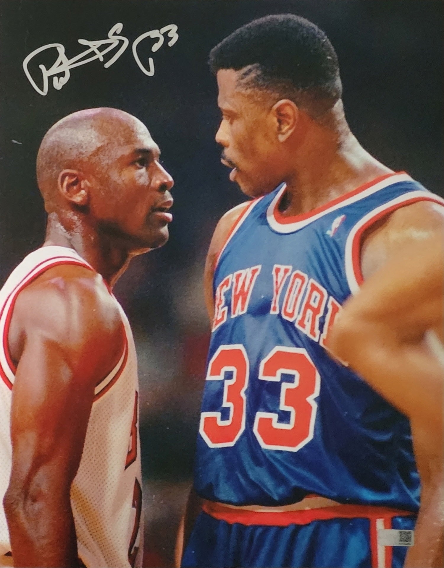 Patrick Ewing NY Knicks Auto/Signed 11x14 with Michael Jordan - NBA image 0