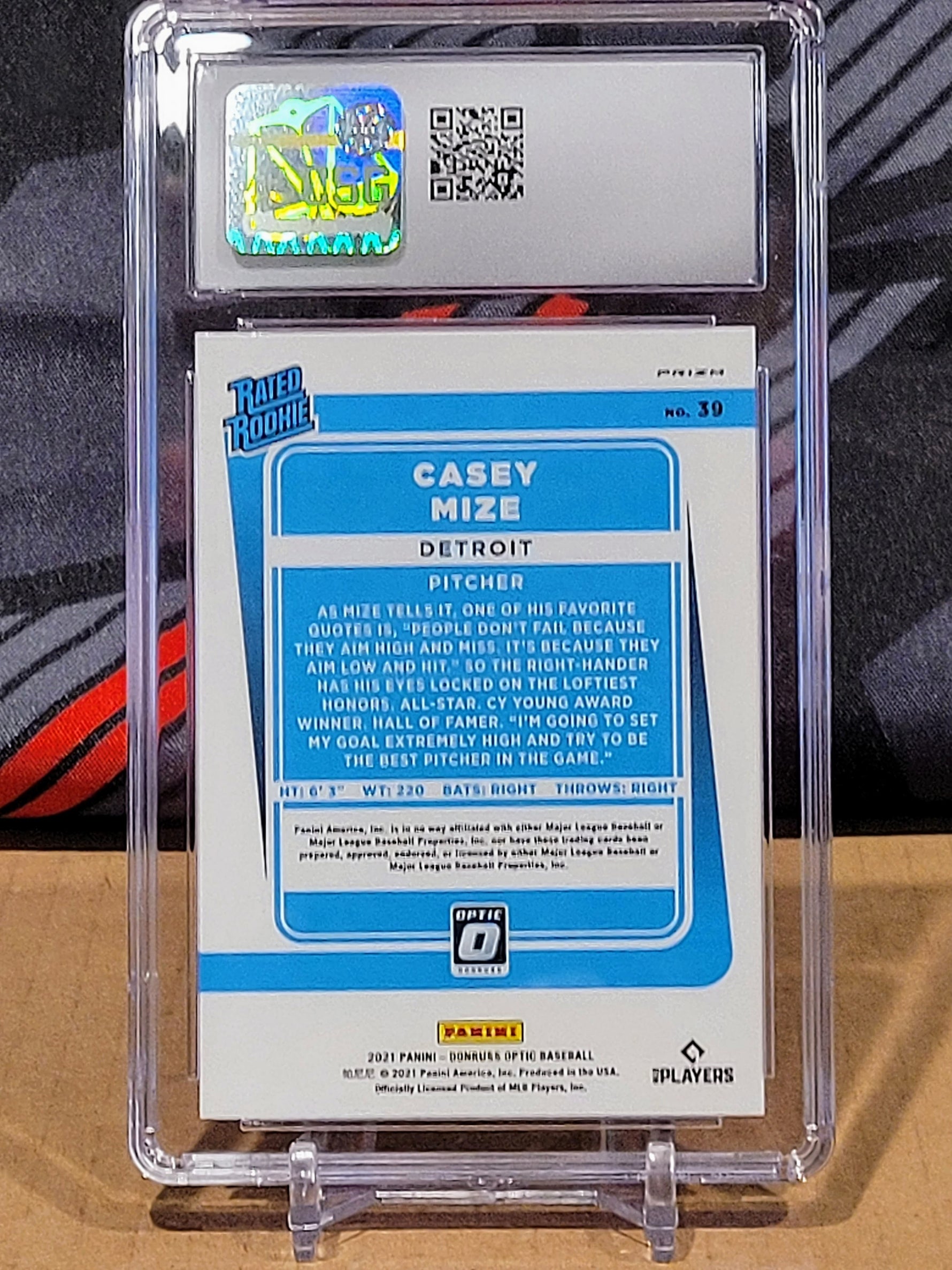 Casey Mize Tigers Holo RC - Donruss Optic Rated Rookie  - CSG 9 image 1