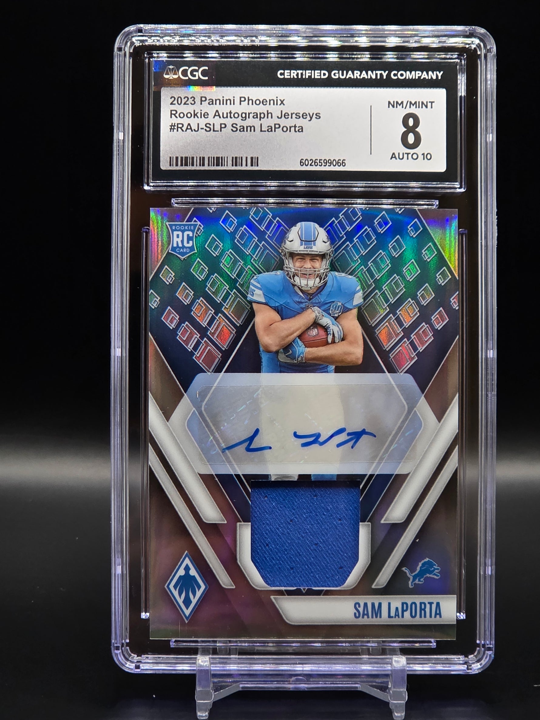 Sam LaPorta RPA Lions 2023 Phoenix #RAJ-SLP /299 - Graded CGC 8 image 0