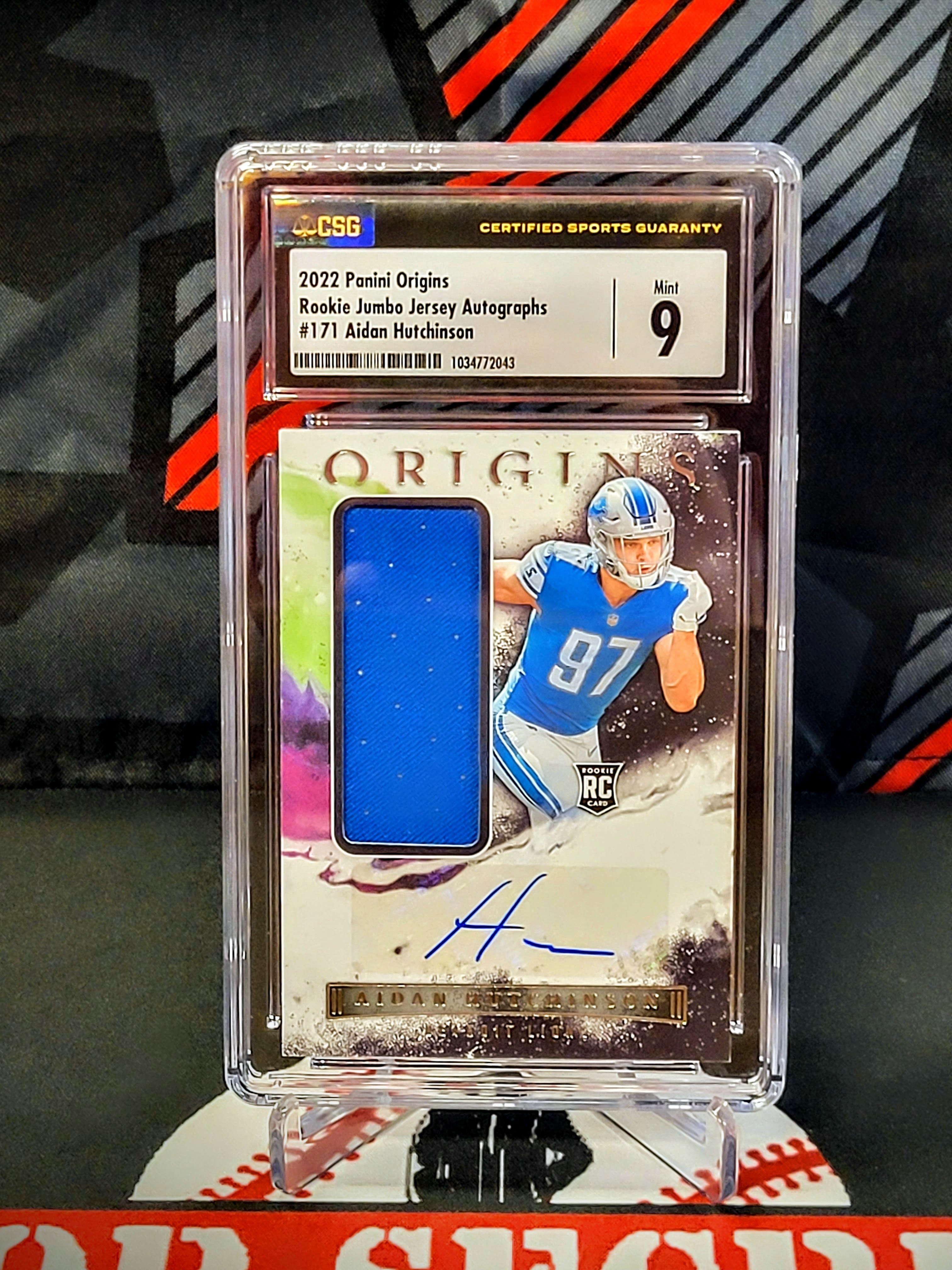 Aidan Hutchinson Lions #171 RPA Rookie Patch Auto Graded - CSG 9 image 0