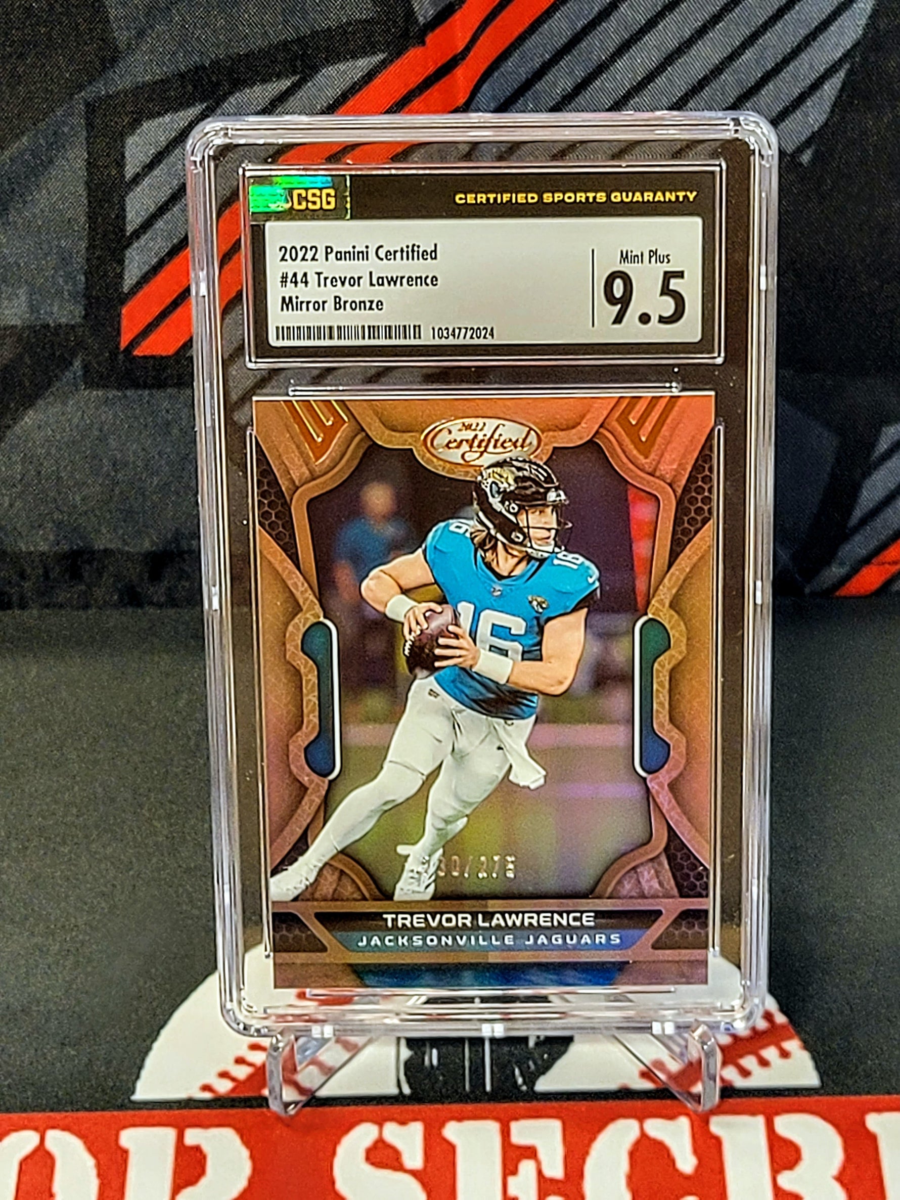 Trevor Lawrence Jaguars Certified #44 Mirror Gold /275 Graded - CSG 9.5 image 0