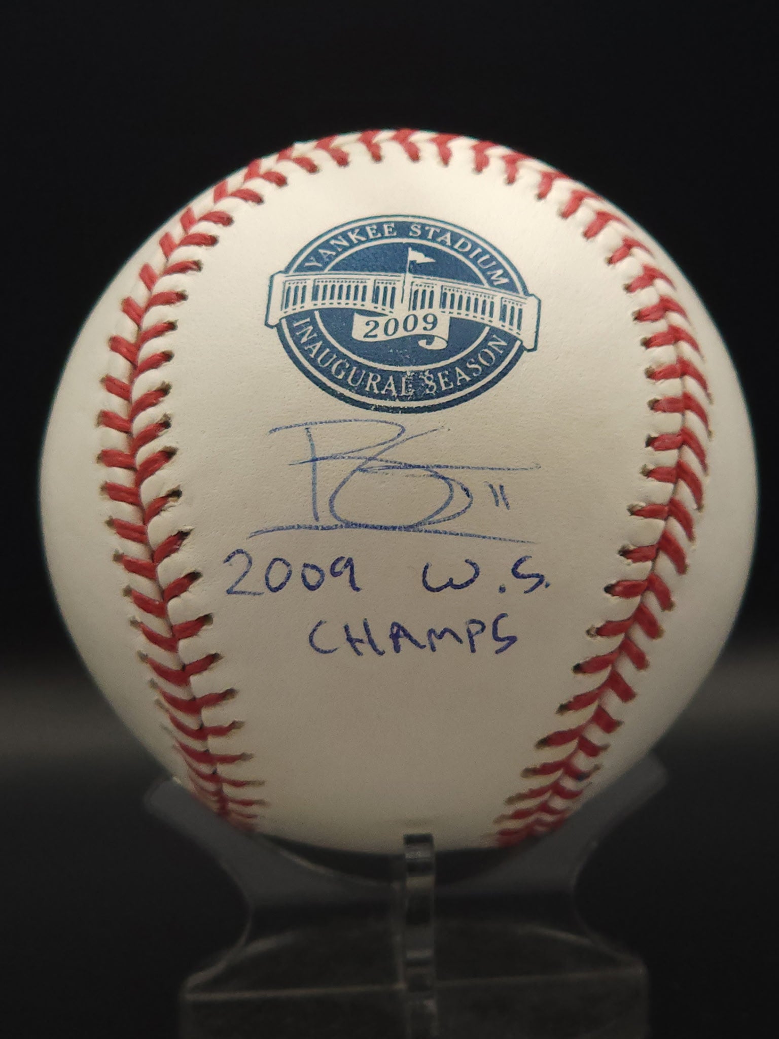 Brett Gardner Signed 2009 Inaugural Season Baseball with 2009 WS Champs Inscription