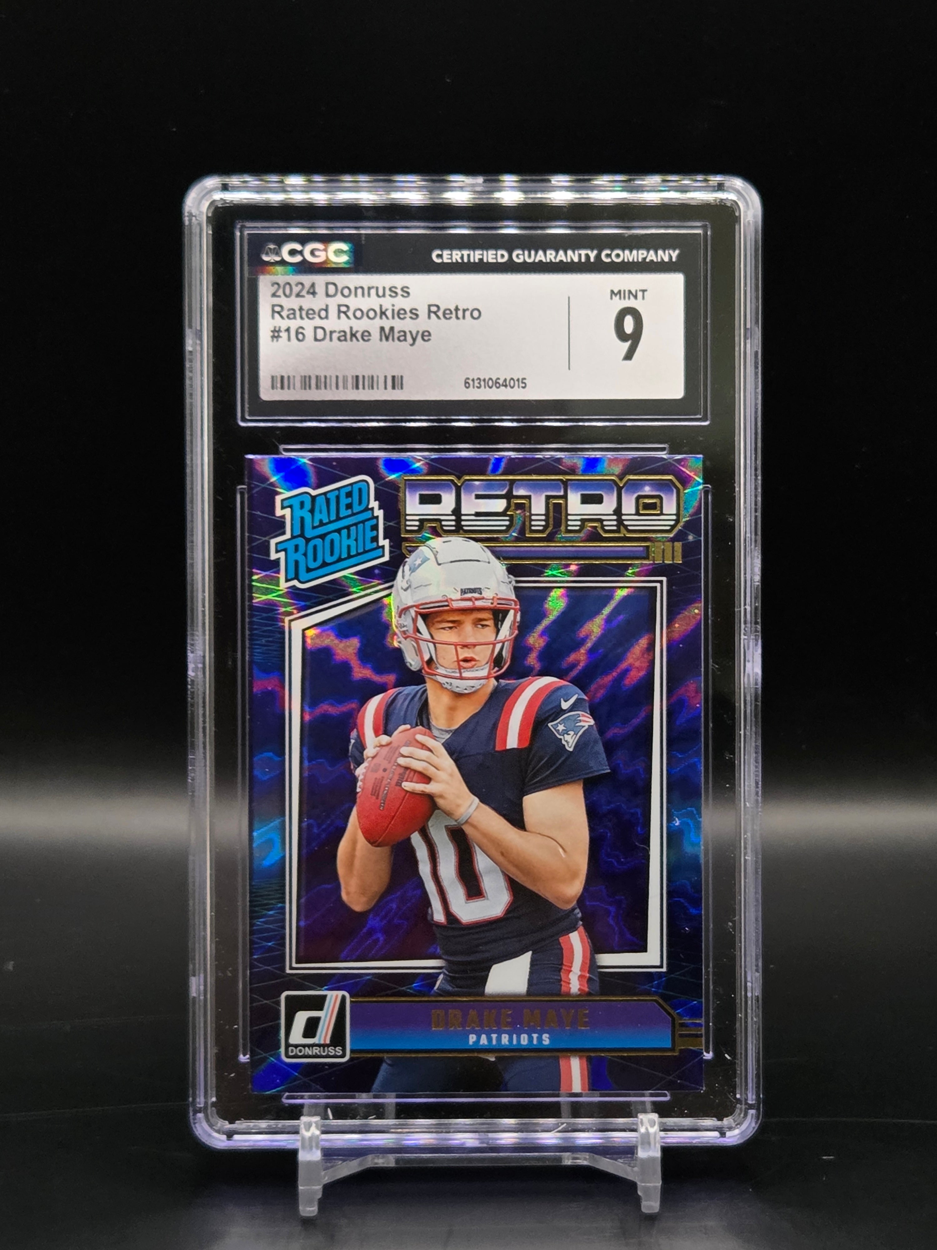 Drake Maye 2024 Donruss Rated Rookie Retro #16 New England Patriots RC - Graded CGC 9 Mint