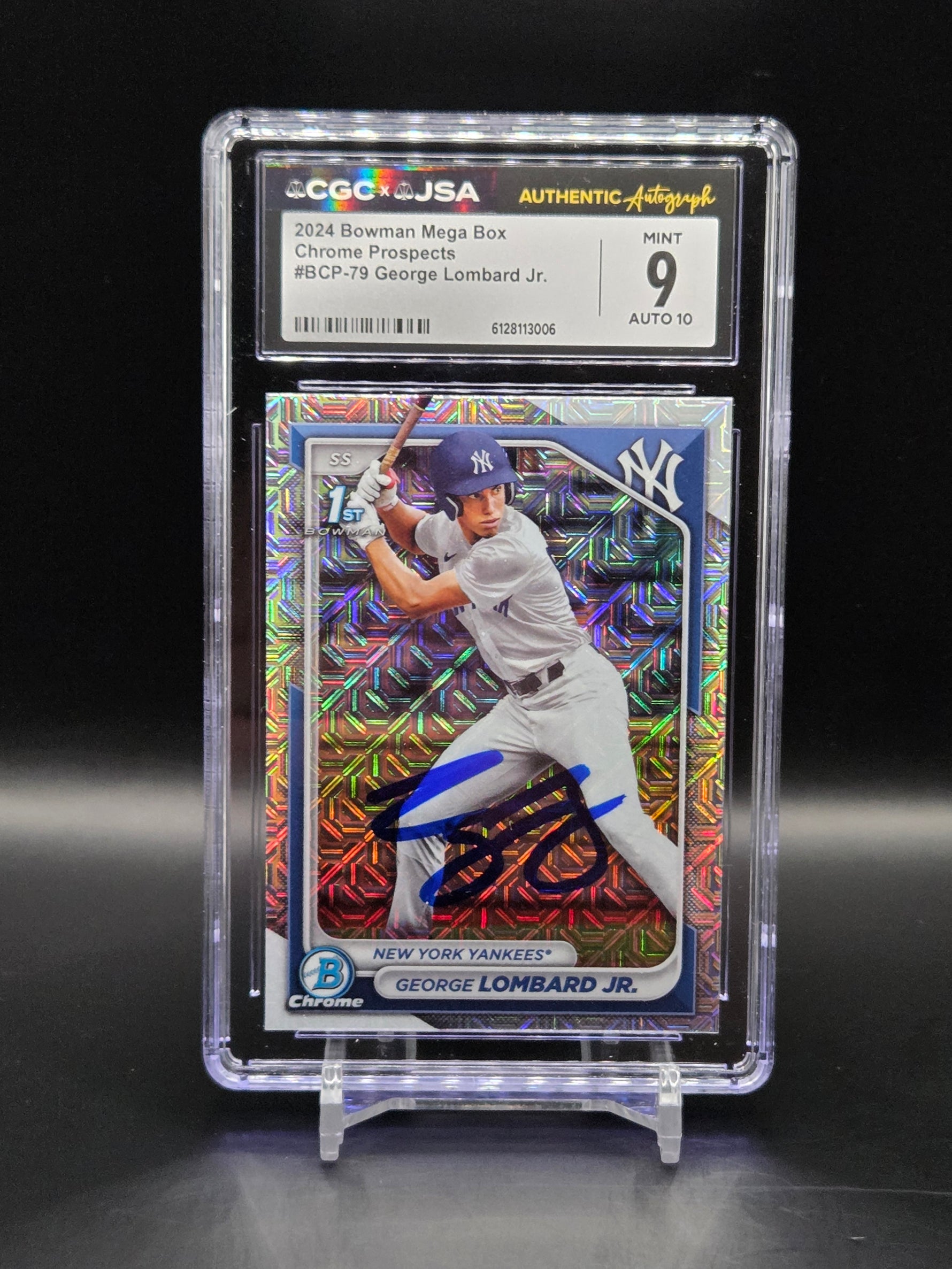 George Lombard Jr. 2024 Bowman Chrome Mojo (Mega Box) AUTO BCP-79 NY Yankees - CGC 9/JSA Auto 10