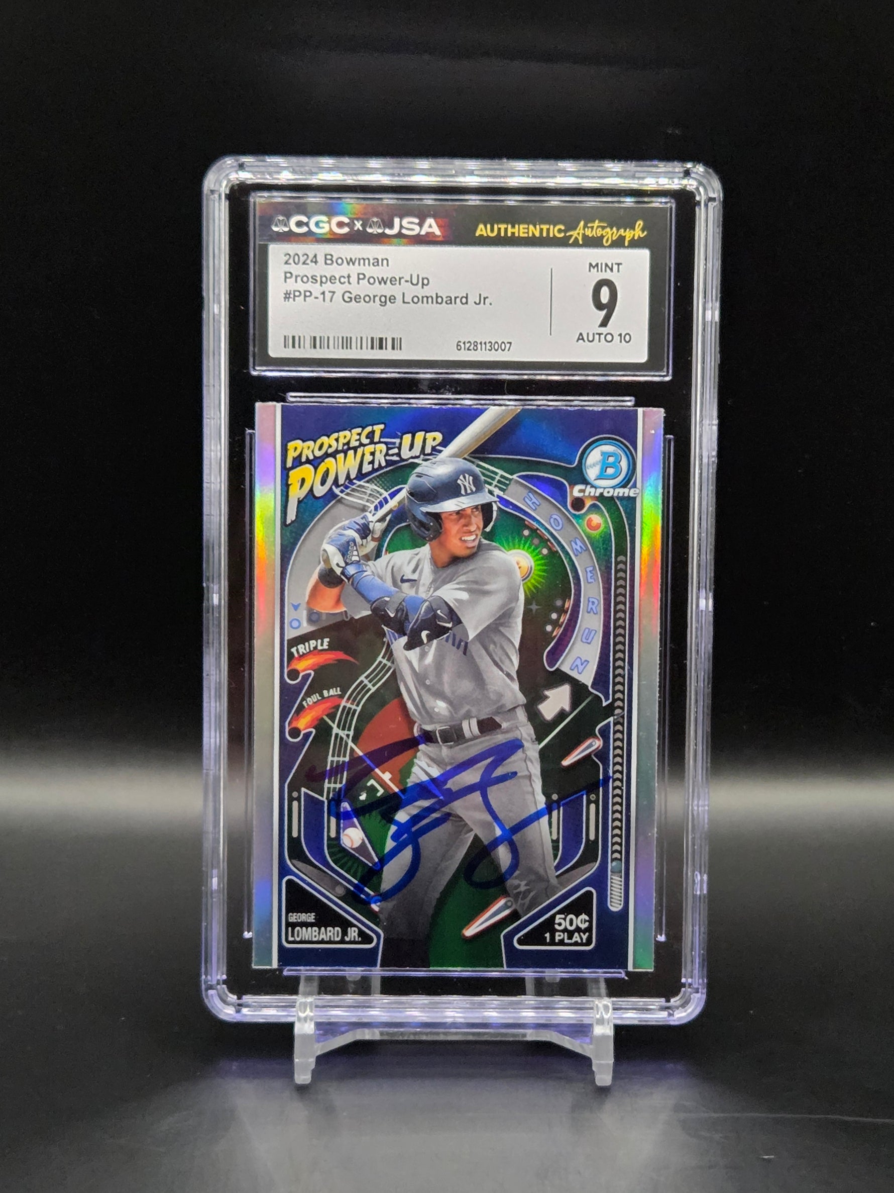 George Lombard Jr. 2024 Bowman Chrome Prospect Power Up AUTO PP-17 NY Yankees - CGC 9/JSA Auto 10