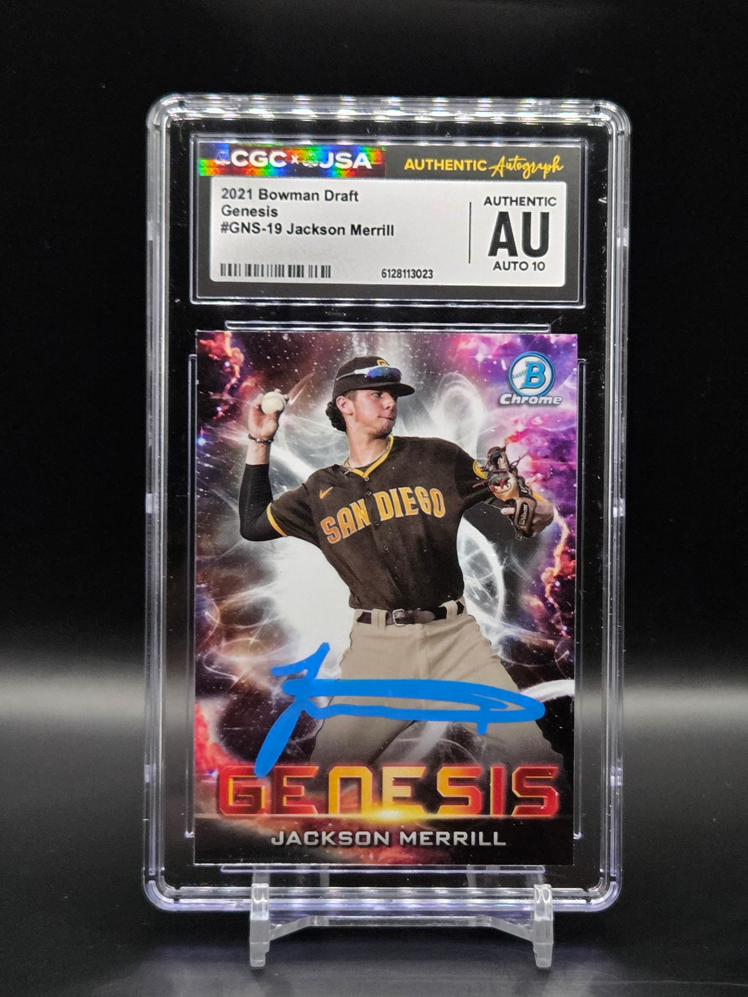 Jackson Merrill SD Padres 2021 Bowman Draft Genesis AUTO GNS-19 - CGC/JSA Authentic