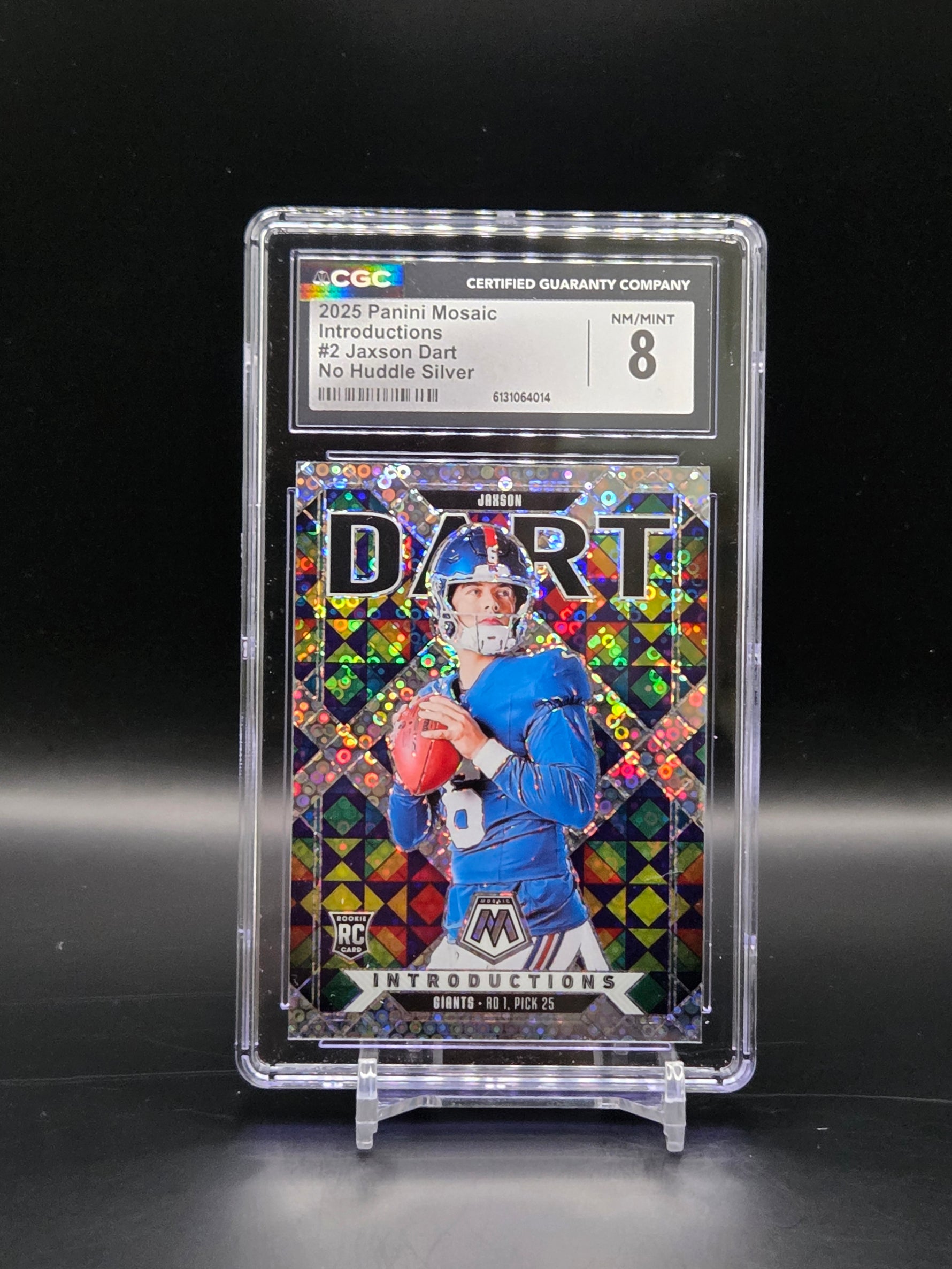 Jaxson Dart 2025 Mosaic #2 Introductions No Huddle RC New York Giants - Graded CGC 8