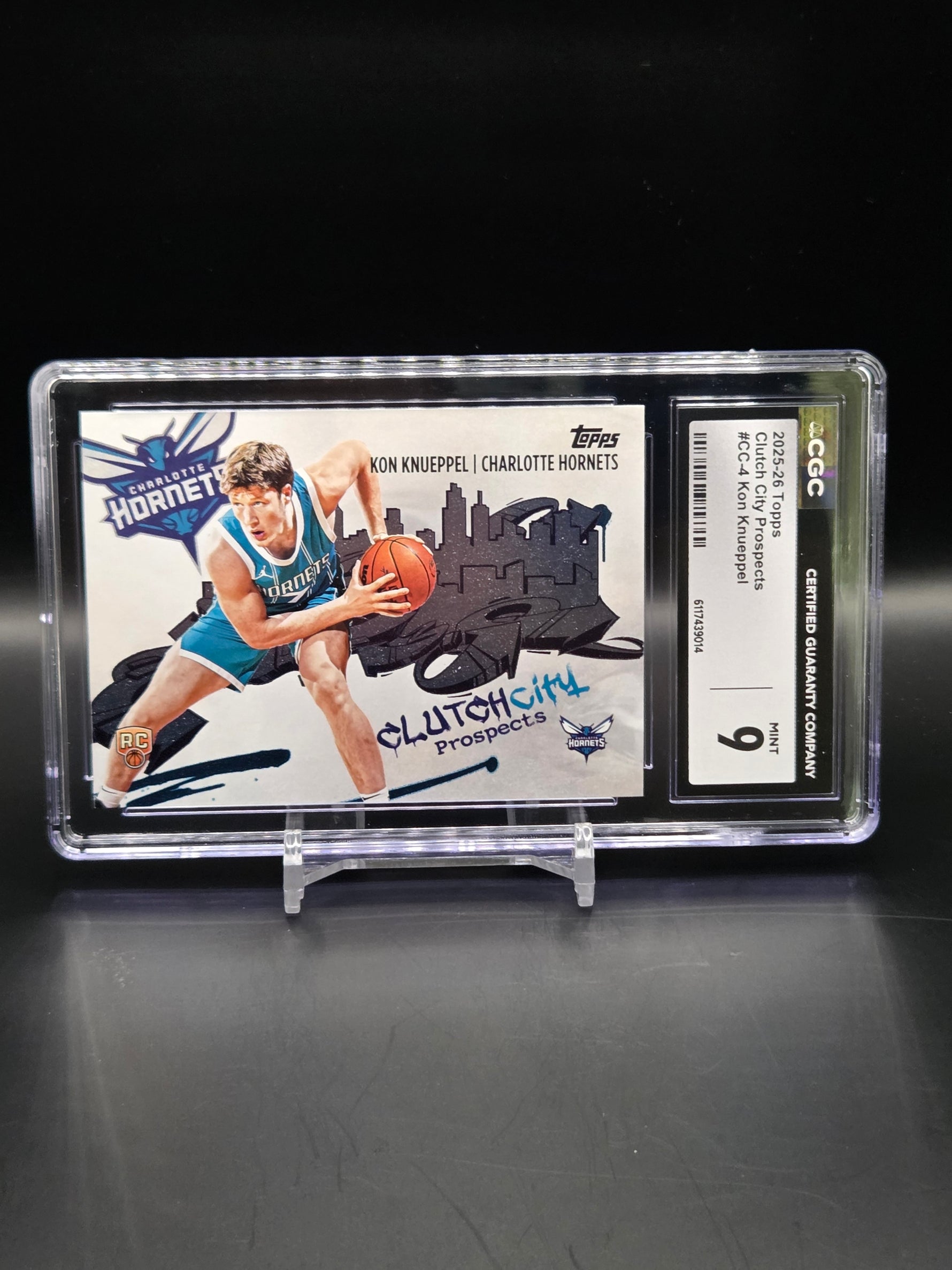 Kon Knueppel CHA Hornets RC Topps Clutch City Prospects #CC-4 - CGC 9