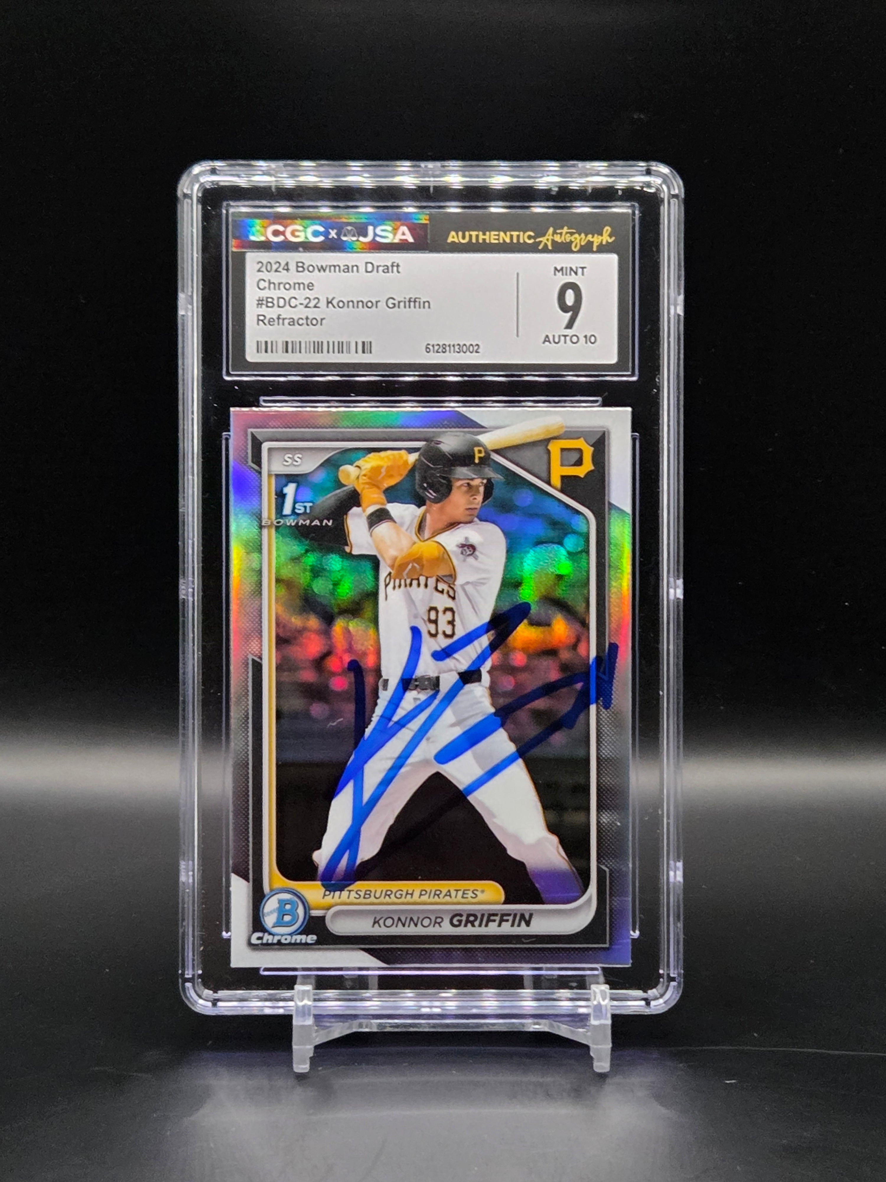 Konnor Griffin 2024 1st Bowman Chrome Refractor AUTO BCP-22 PIT Pirates - CGC 9/JSA Auto 10