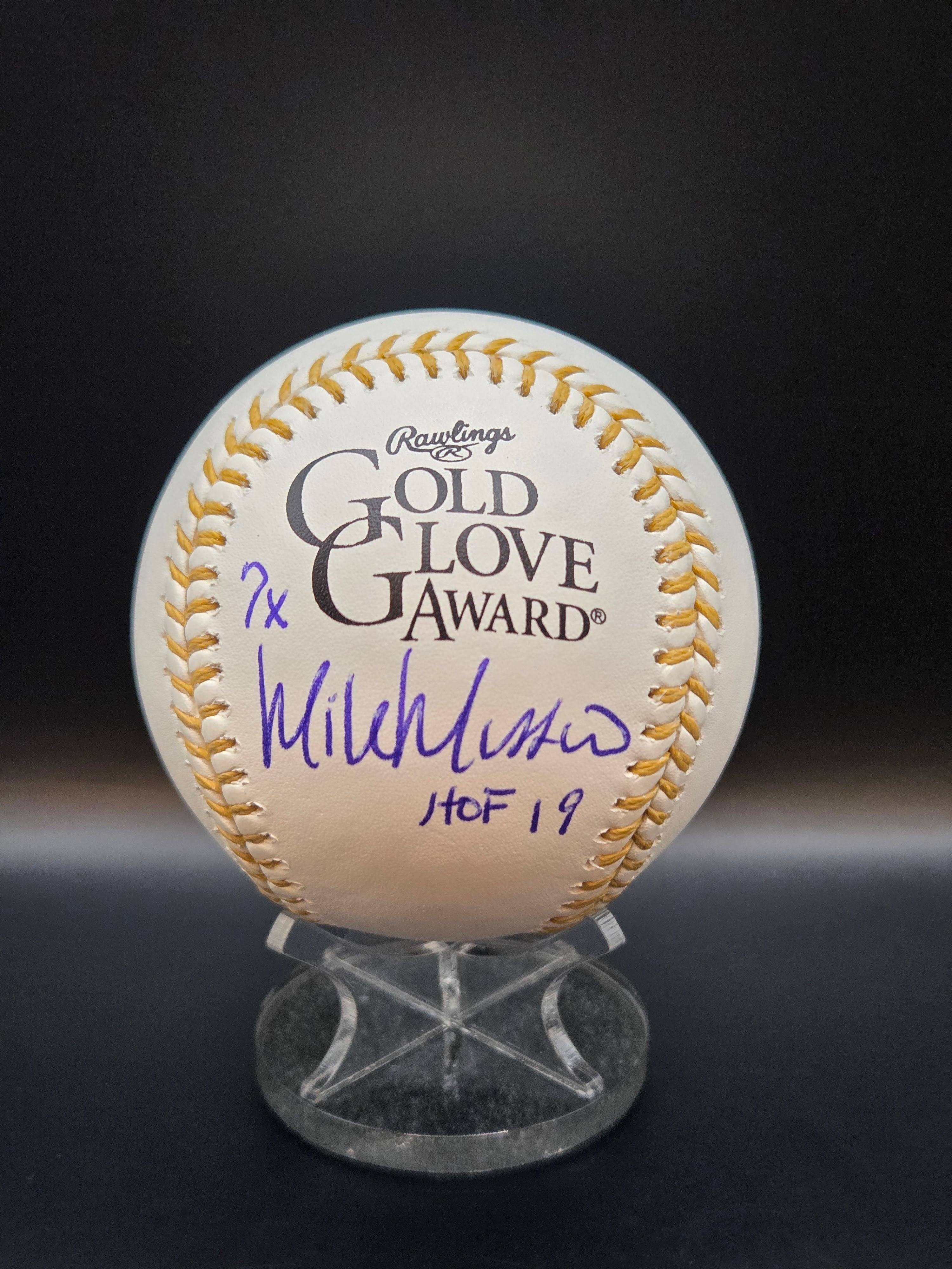 Mike Mussina NY Yankees - Gold Glove Logo Baseball with Inscriptions image 0