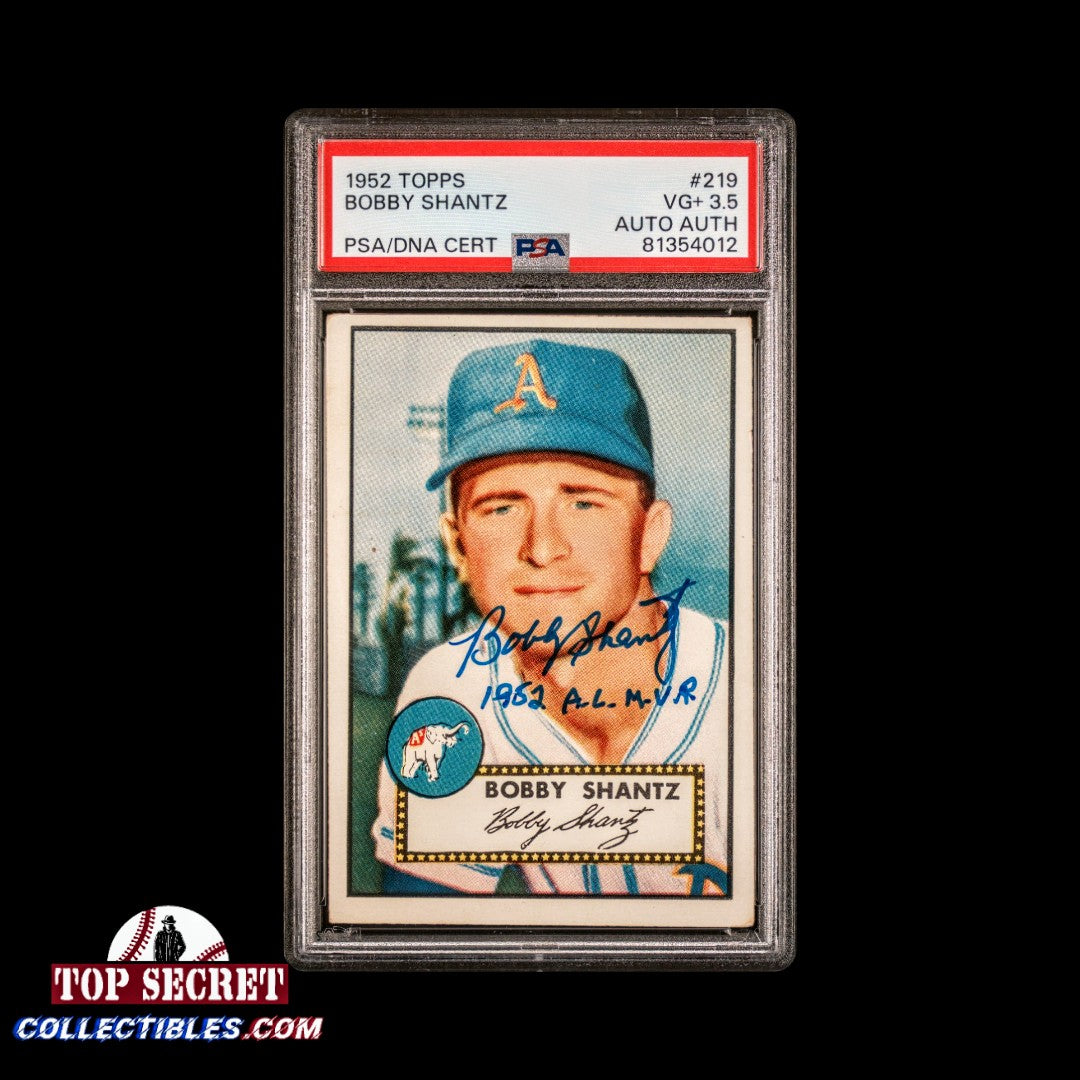 1952 Topps #219 Bobby Shantz Signed w/MVP Inscription PSA 3.5 - Athletics image 0