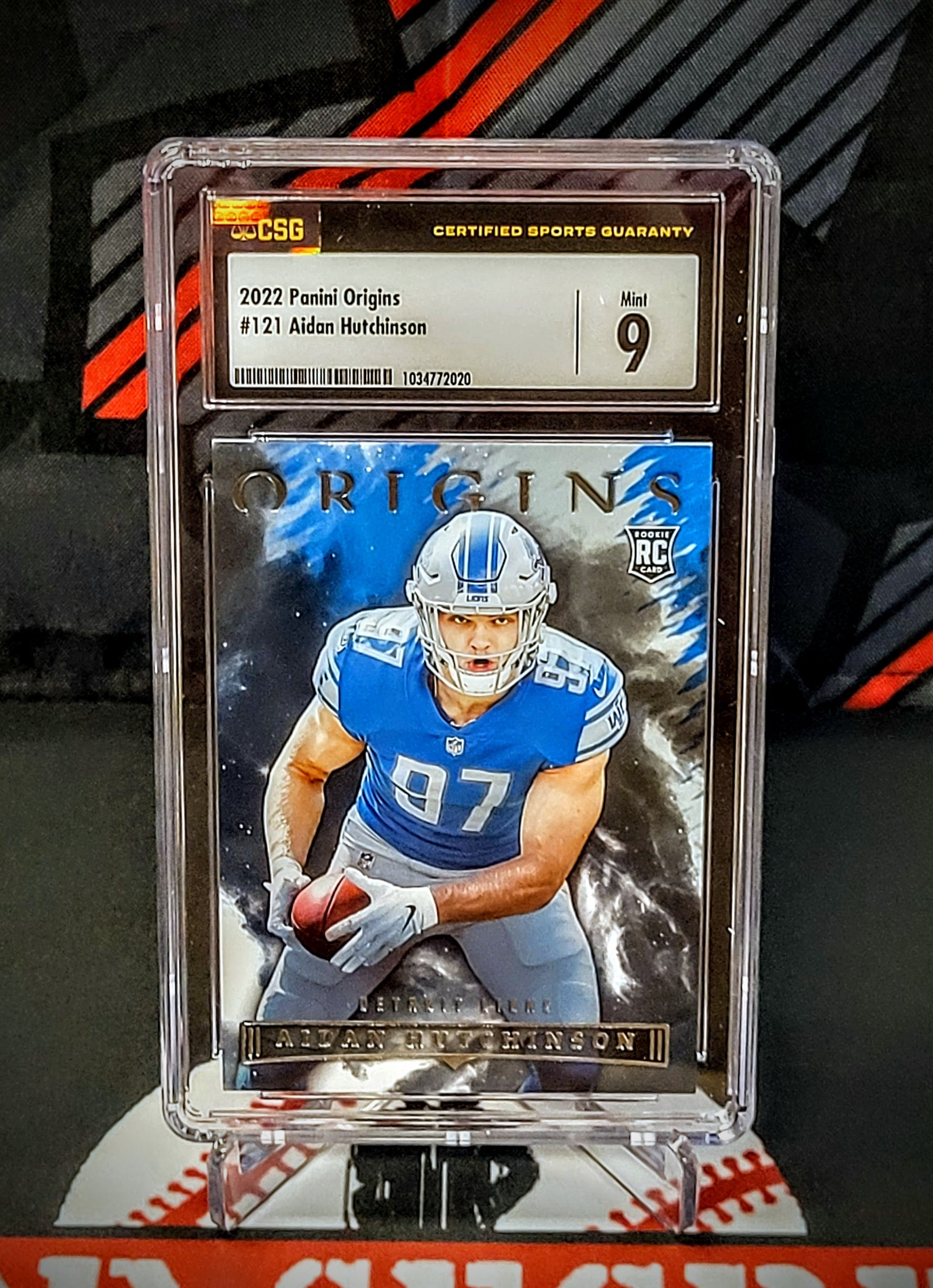 Aidan Hutchinson Lions #121 Rookie Origins Variation Graded - CSG 9 image 0