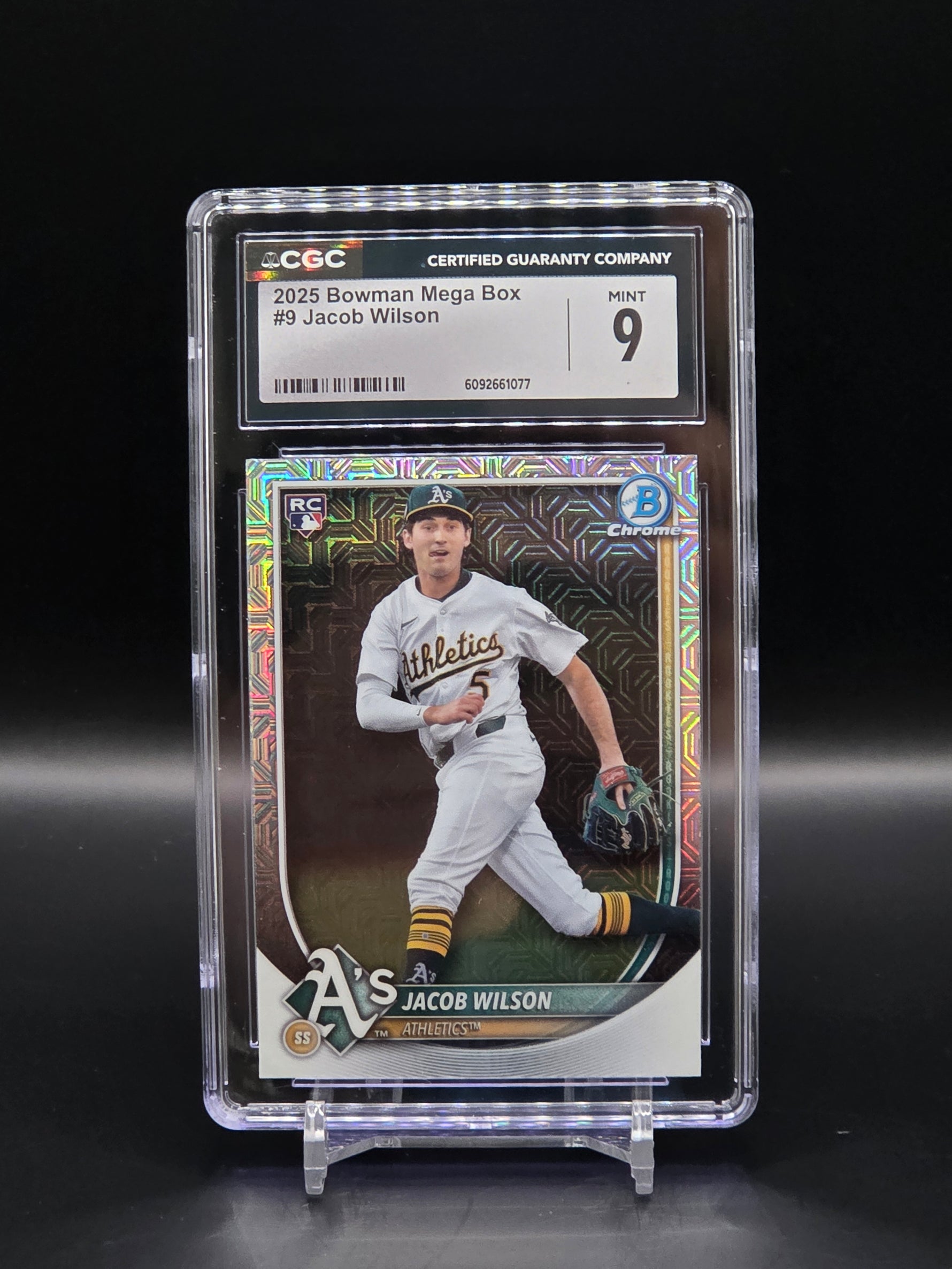 Jacob Wilson 2025 Bowman Mega Box Parallel #9 - Athletics: CGC 9 image 0