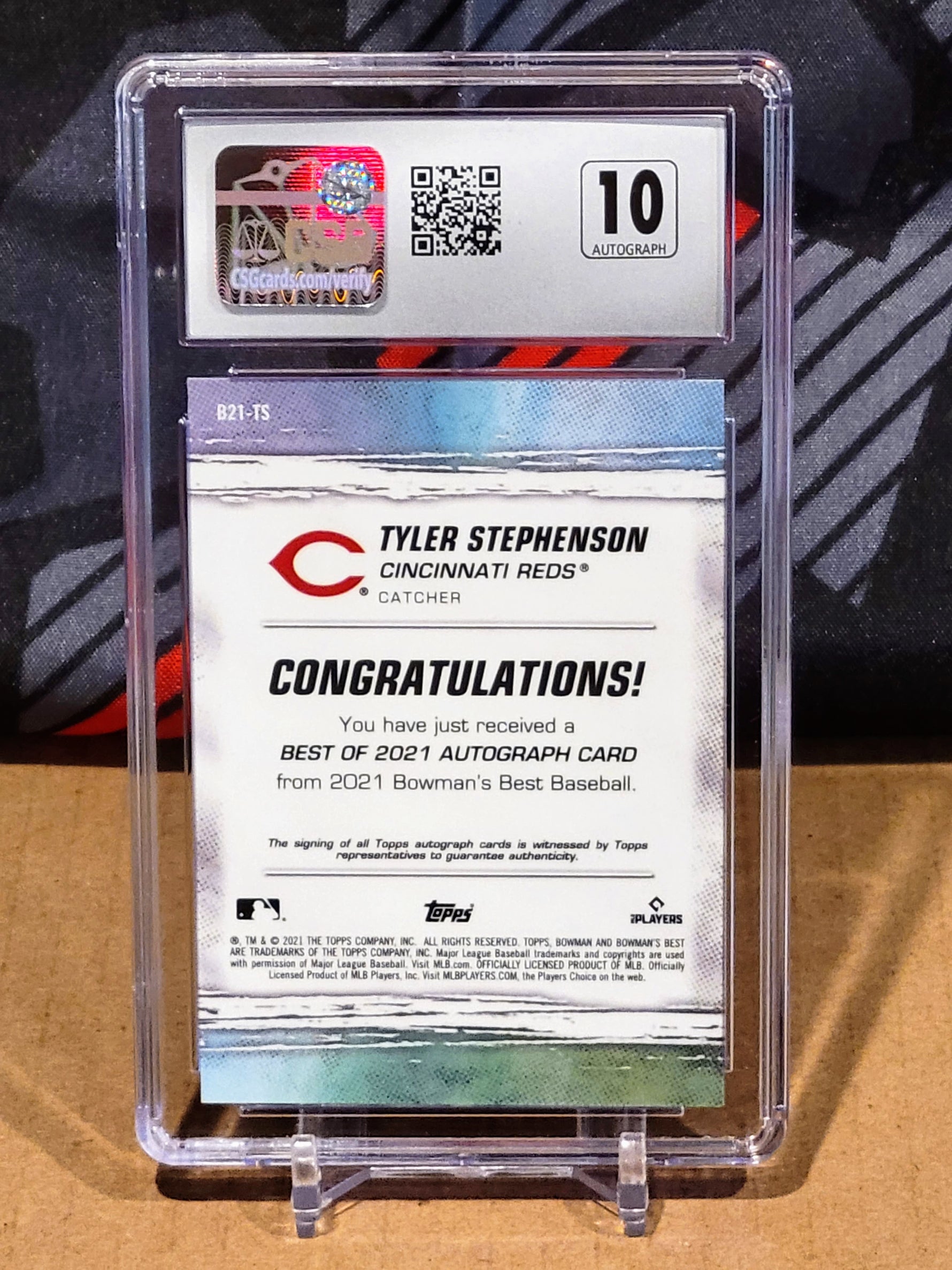 Tyler Stephenson Reds - Bowman's Best Autographed Rookie Card - CSG 9.5 image 1
