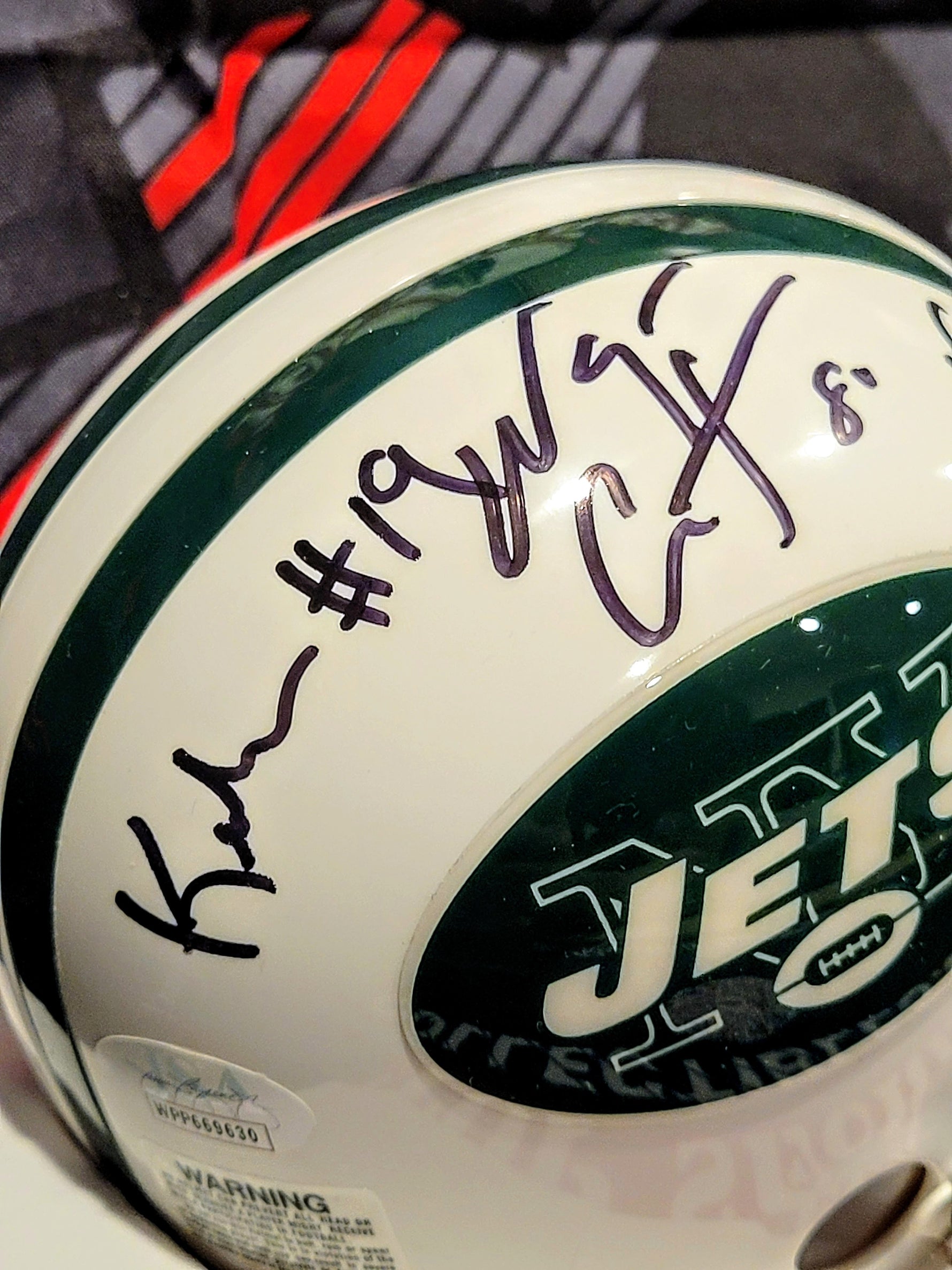 Vinny Testaverde/Wayne Chrebet/ Keyshawn Johnson Jets Triplets Mini Helmet image 2