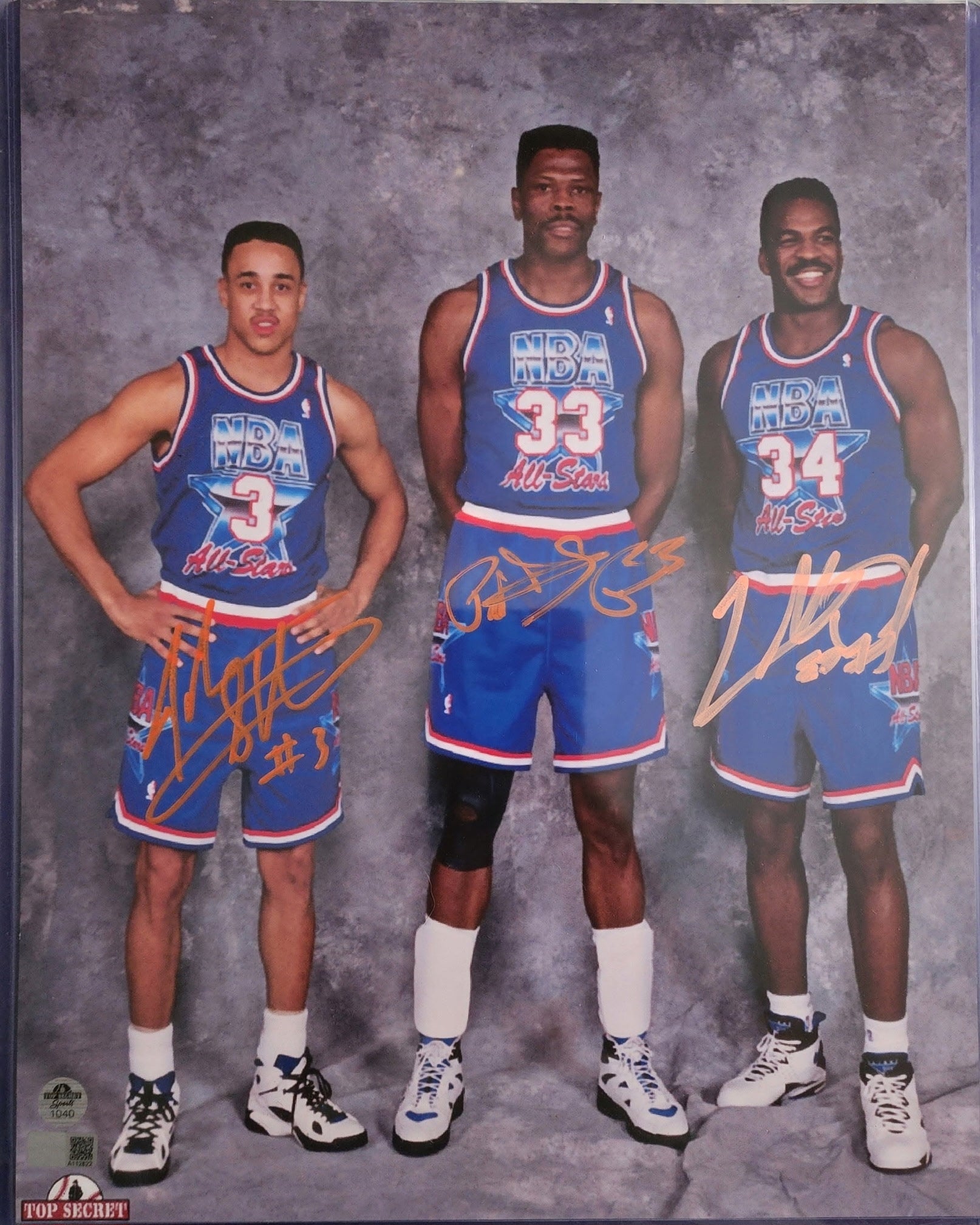 Patrick Ewing, John Starks & Charles Oakley NY Kicks Signed 11x14 94' ASG Photo