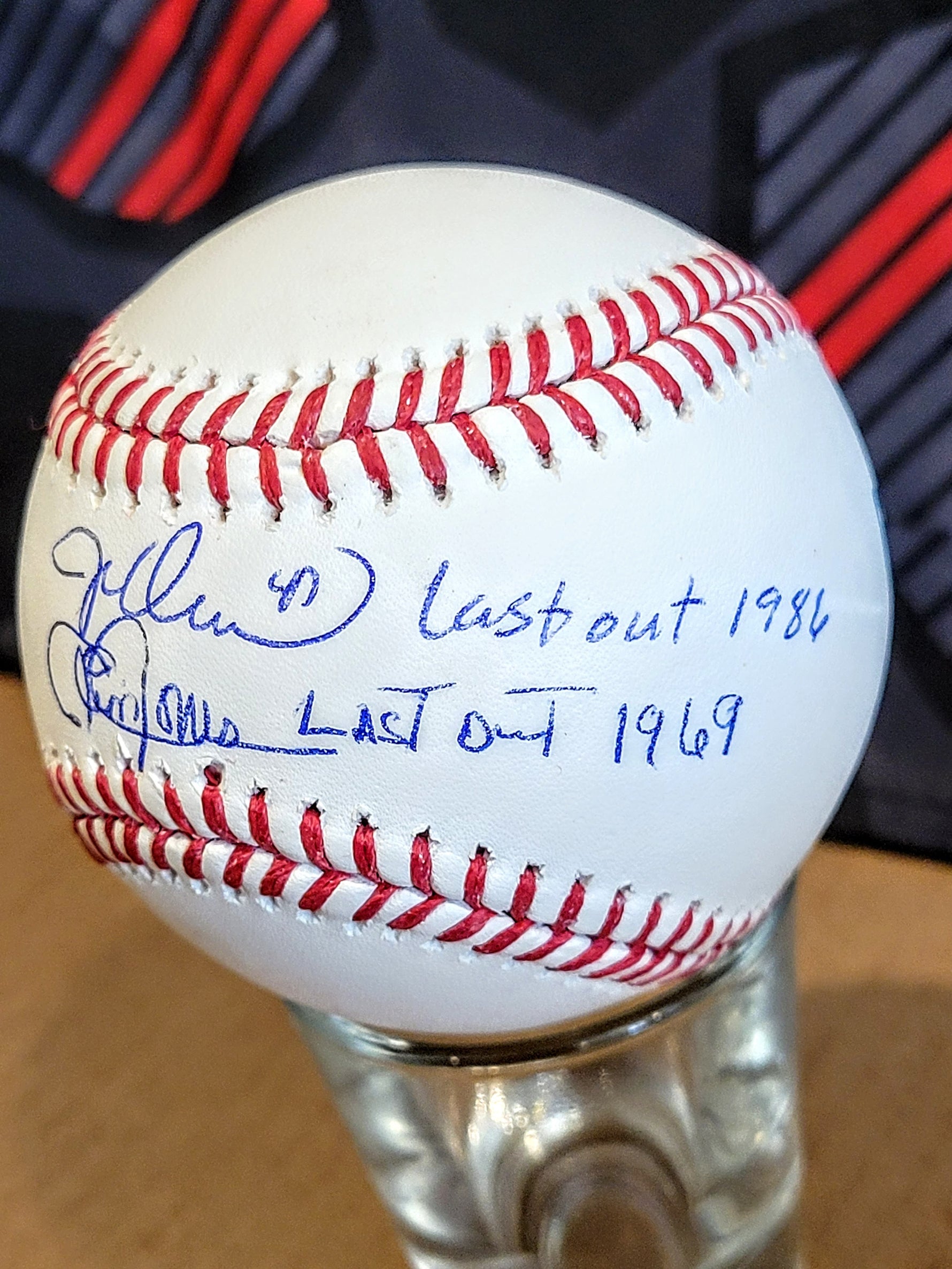 Cleon Jones & Jesse Orosco - '69/'86 NY Mets World Series Last Out Inscriptions image 1