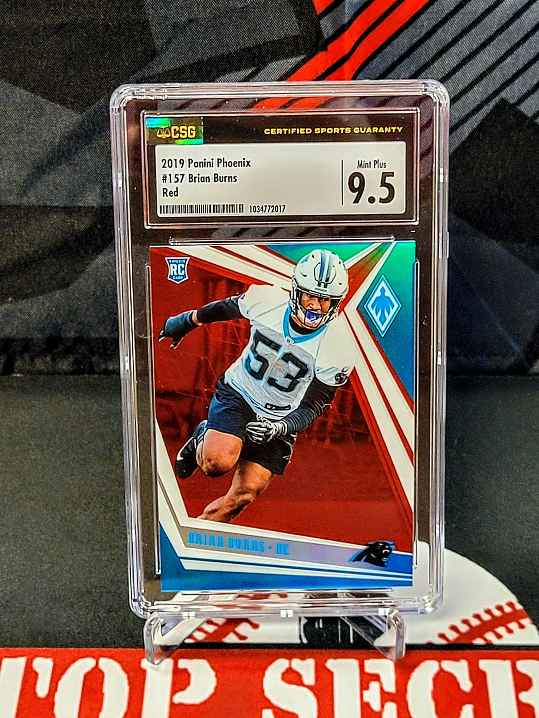 Brian Burns Panthers Giants #157 Phoenix RC Red /299 Graded - CSG 9.5 image 0