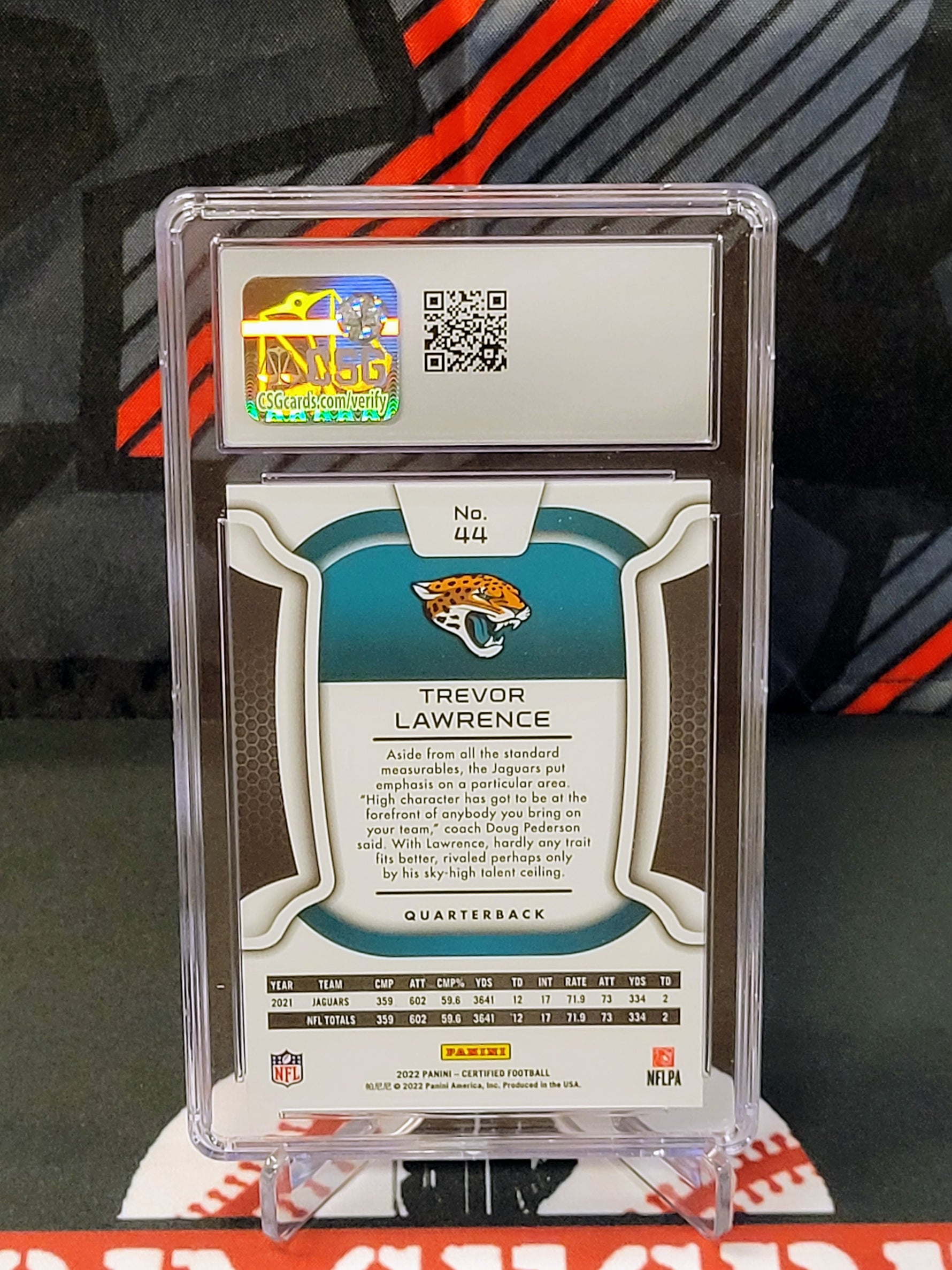 Trevor Lawrence Jaguars Certified #44 Mirror Gold /275 Graded - CSG 9.5 image 1