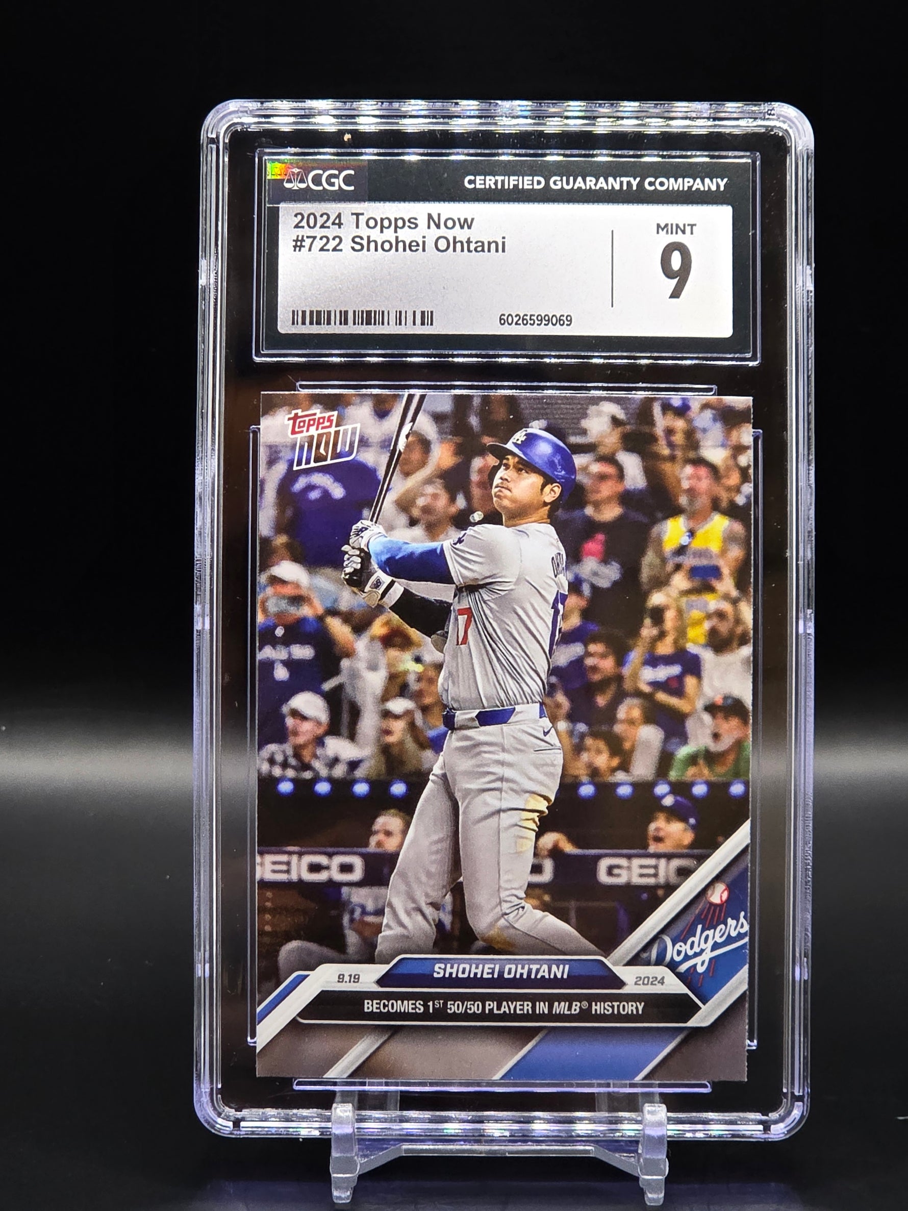 Shohei Ohtani Dodgers Topps Now First to 50/50 #722 - Graded CGC 9 image 0